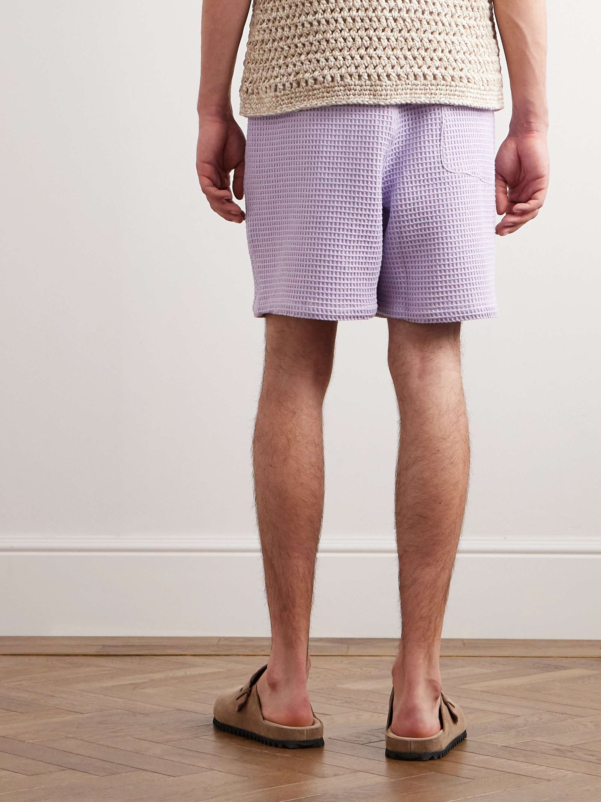 A KIND OF GUISE Volta Straight-Leg Waffle-Knit Cotton Drawstring Shorts