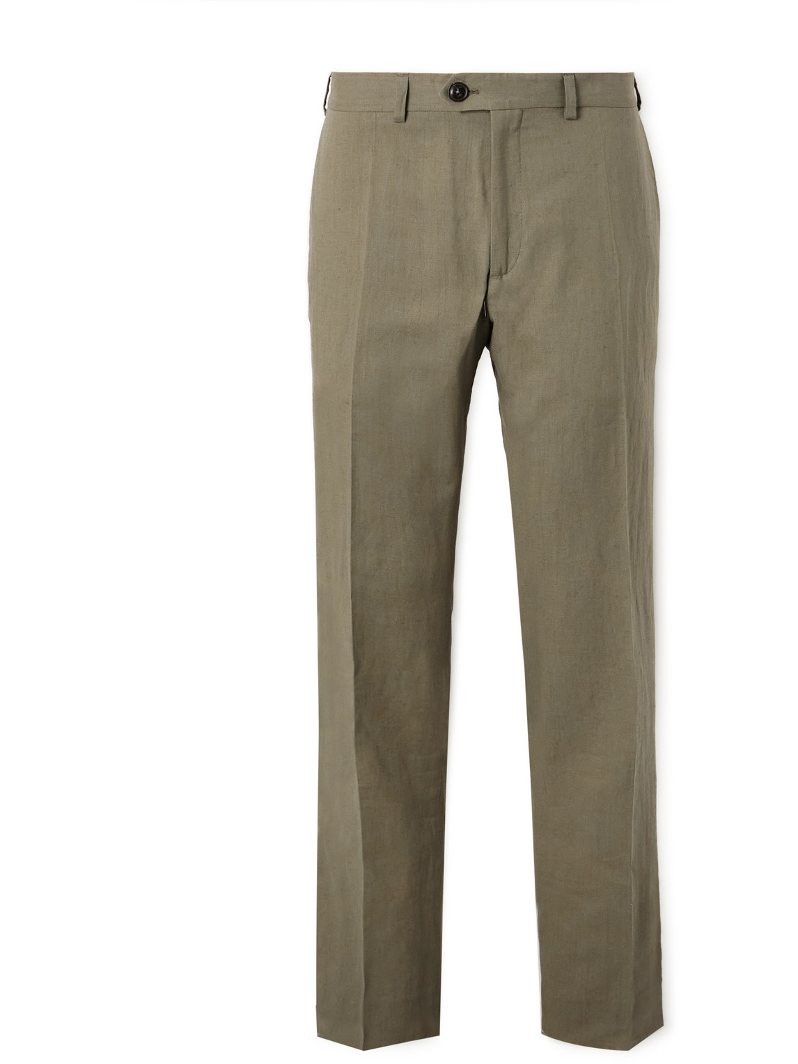 Straight-Leg Cotton and Linen-Blend Suit Trousers