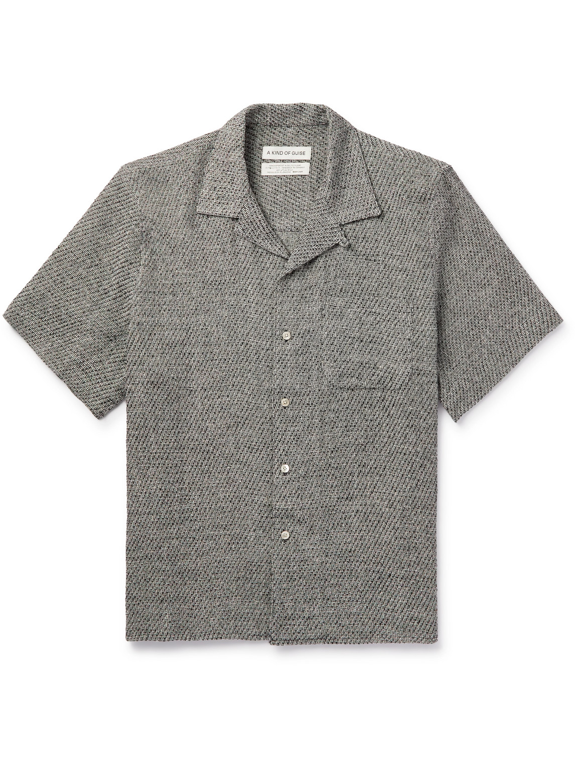 A Kind Of Guise Gioia Convertible-collar Linen And Silk-blend Shirt In Gray