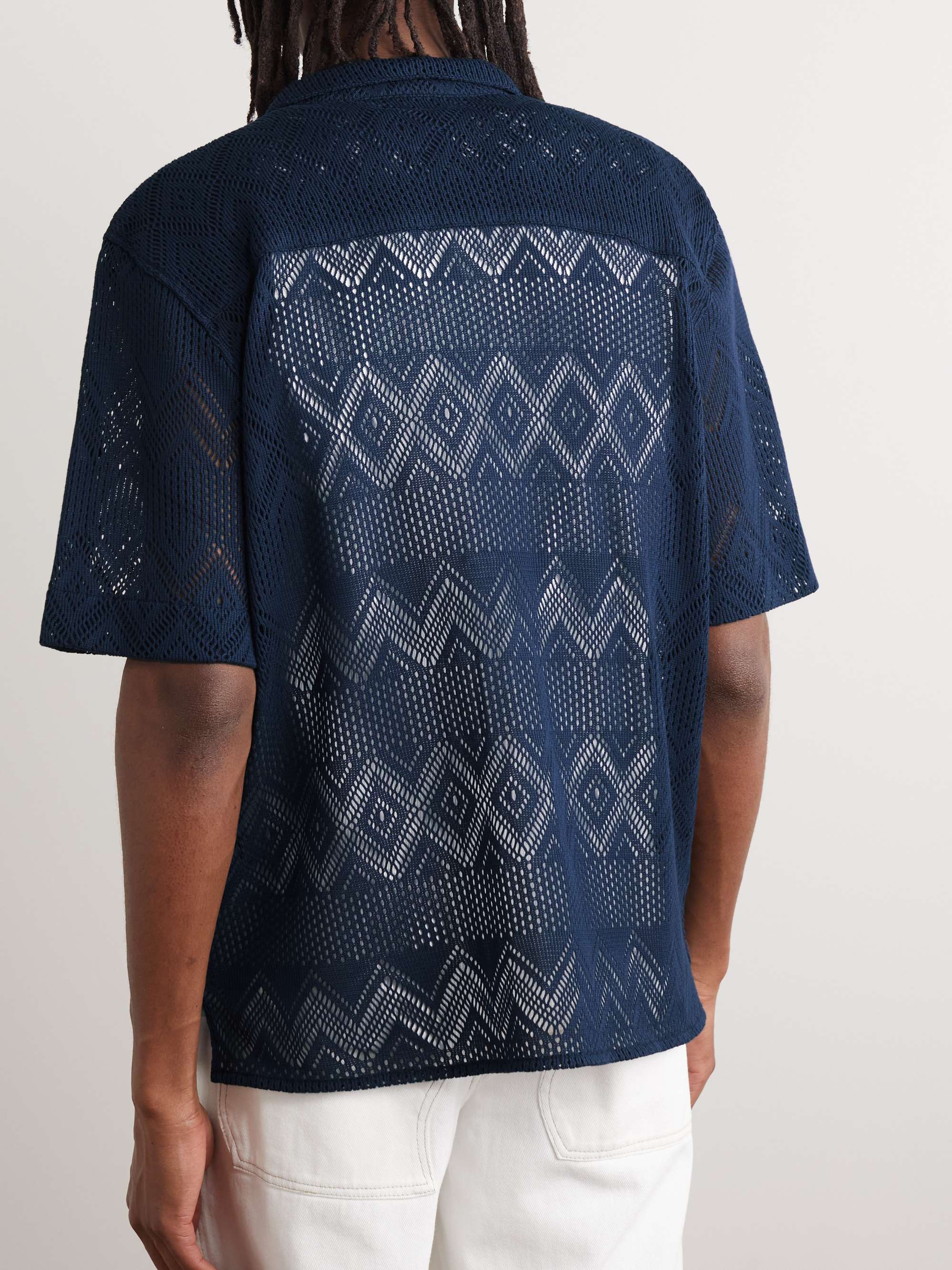 A KIND OF GUISE Gioia Camp-Collar Crocheted Cotton Shirt