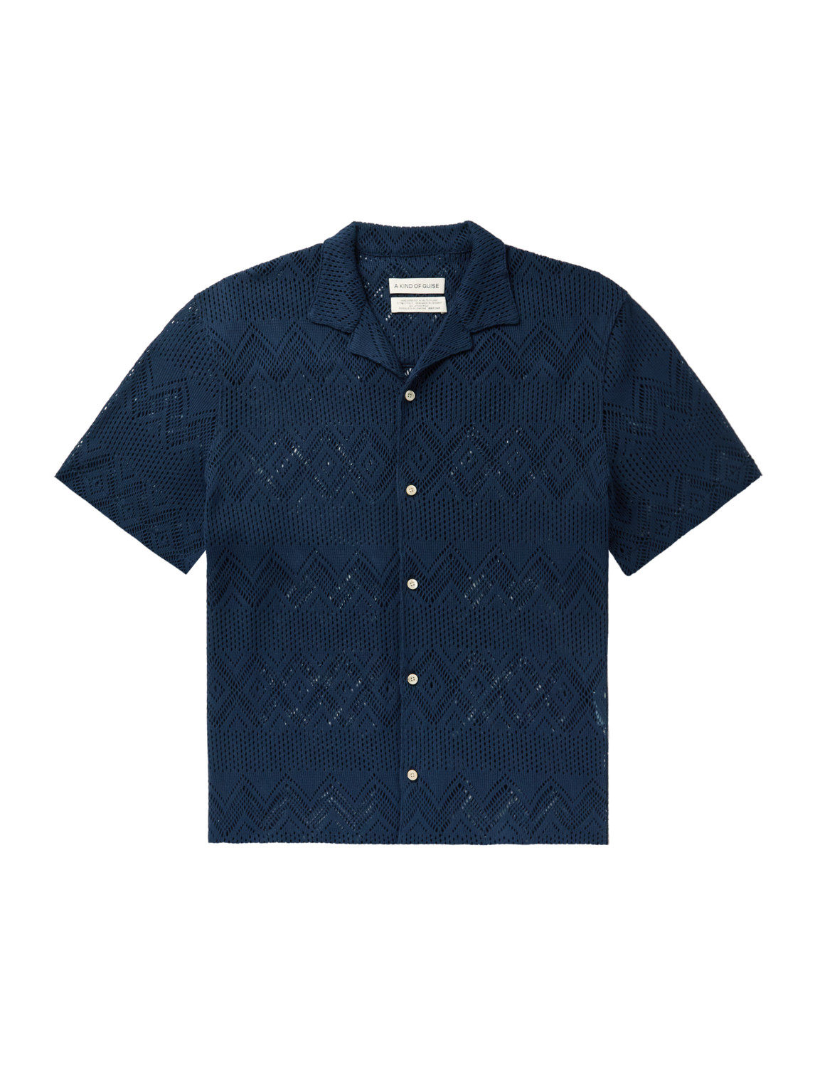 A Kind Of Guise Gioia Camp-collar Crocheted Cotton Shirt In Blue
