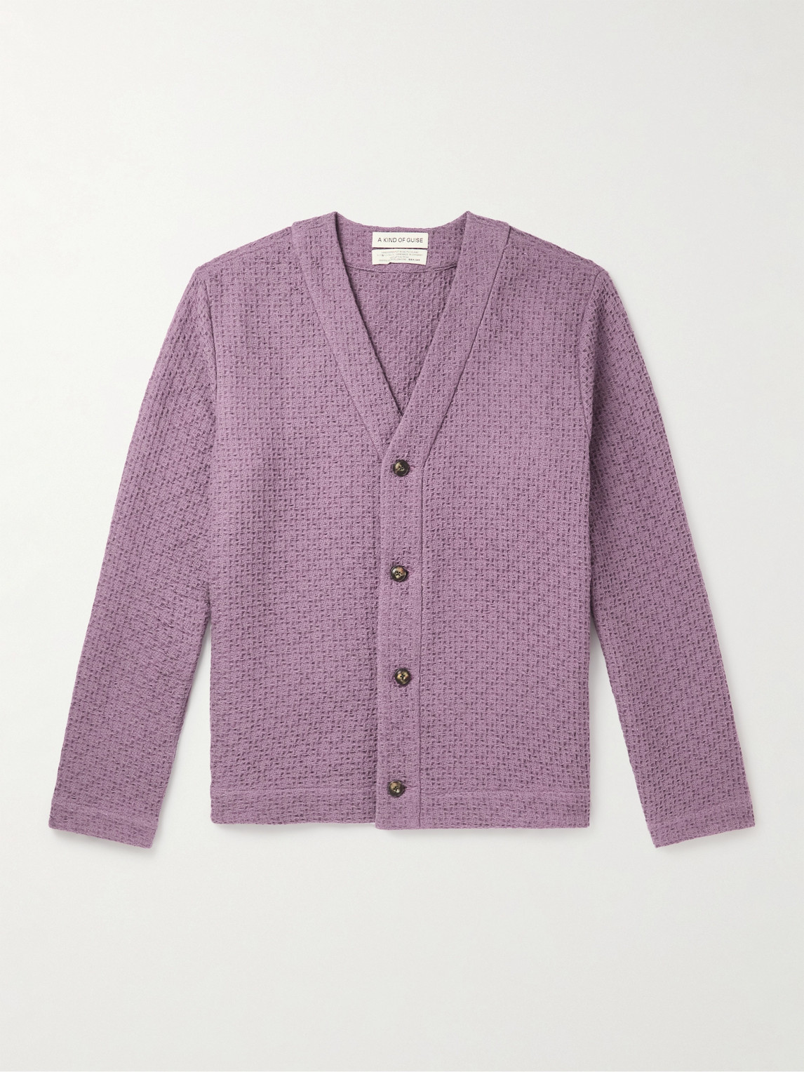 A Kind Of Guise Kura Textured-cotton Cardigan In Purple