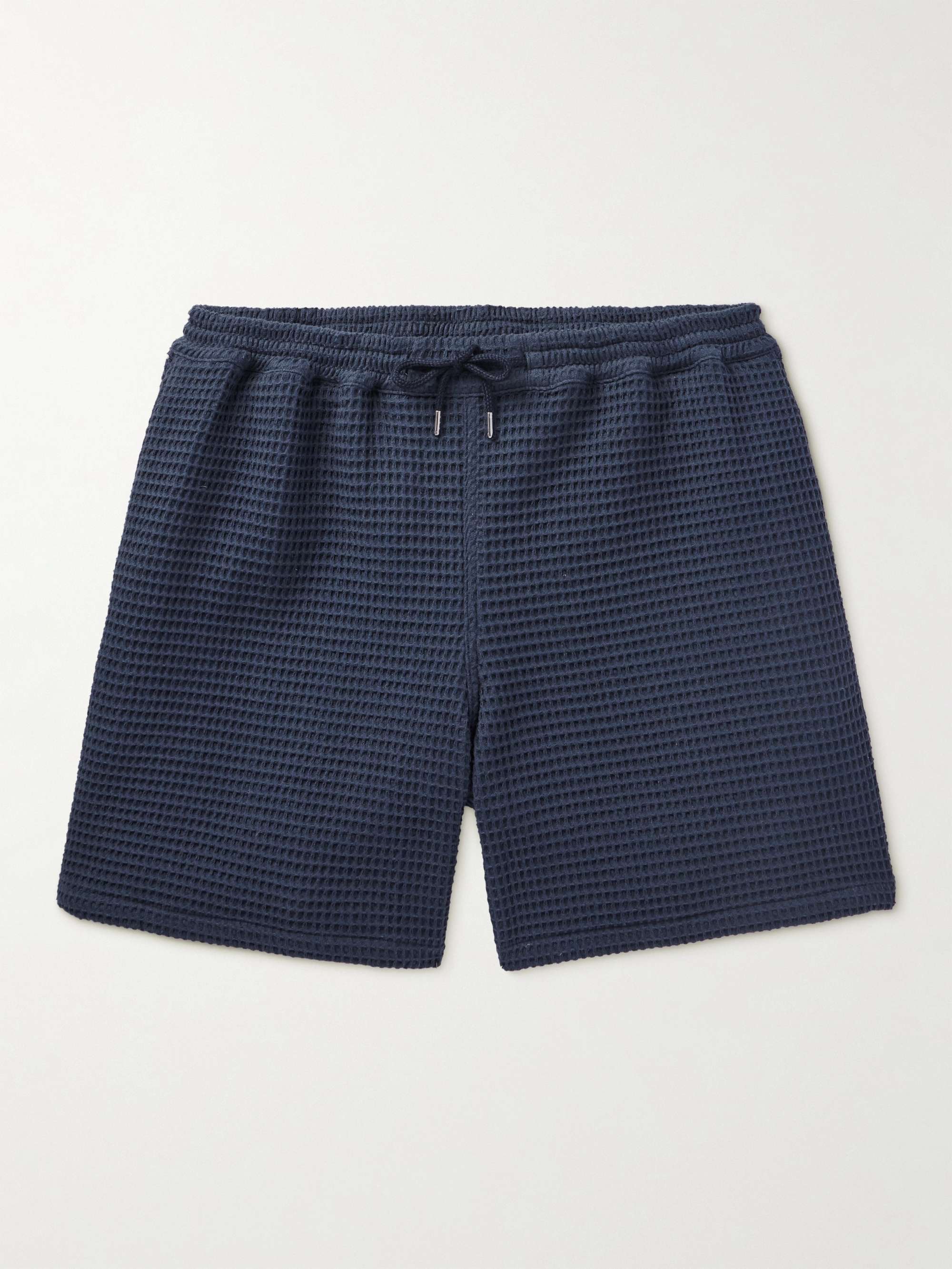 A KIND OF GUISE Volta Straight-Leg Waffle-Knit Cotton Drawstring Shorts ...