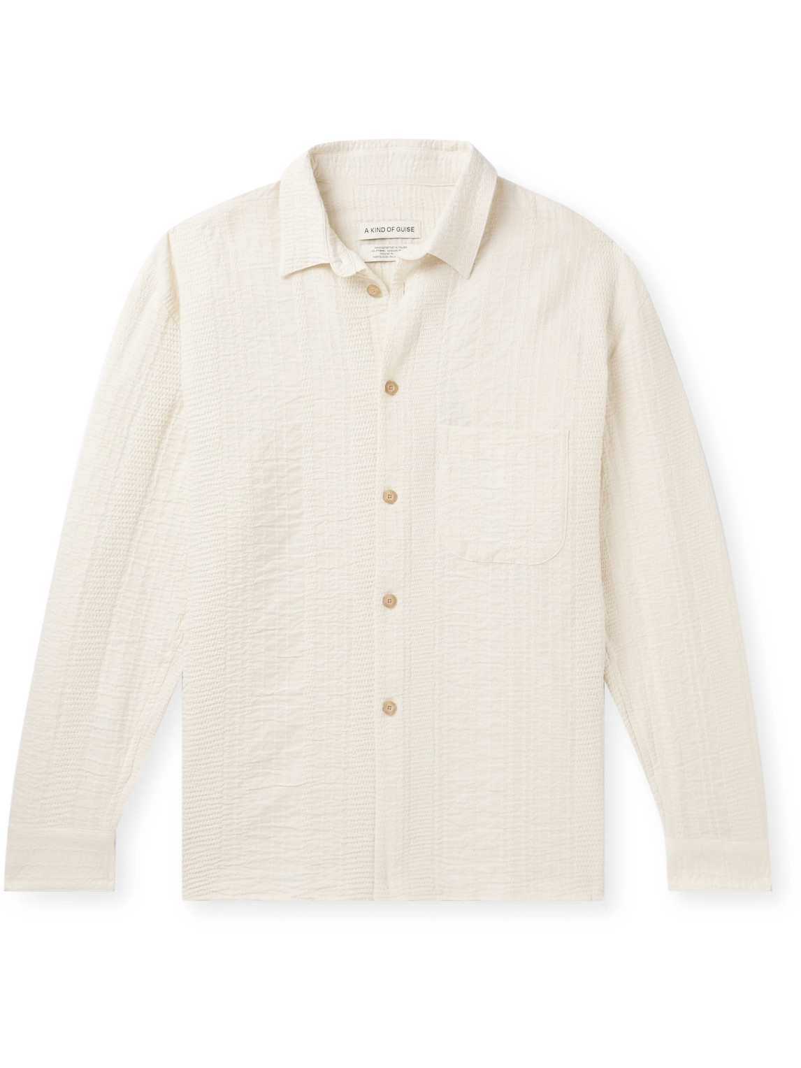 A Kind Of Guise Gusto Striped Cotton-seersucker Shirt In Neutrals