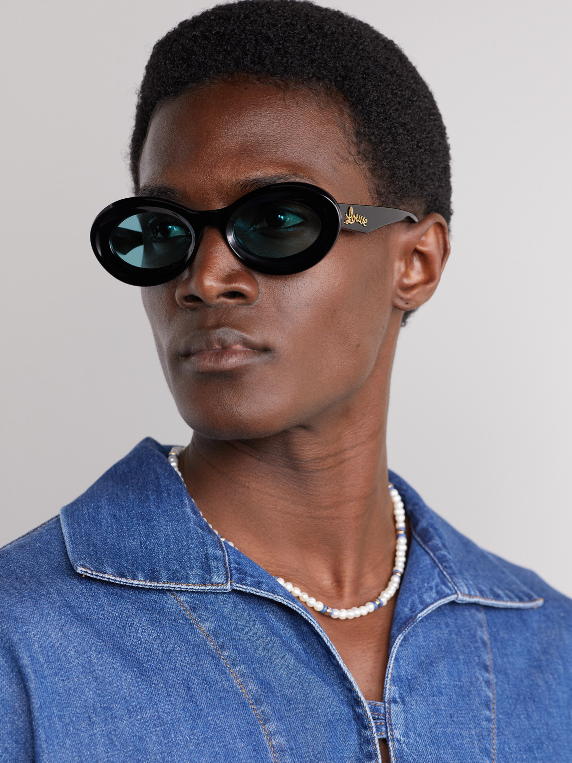 Shop Loewe Paula's Ibiza Oval-frame Acetate Sunglasses In Black