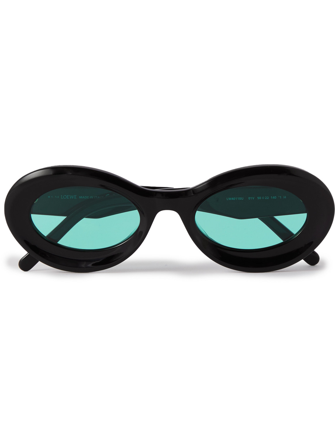 Loewe Paula's Ibiza Oval-frame Acetate Sunglasses In Shiny Black Blue