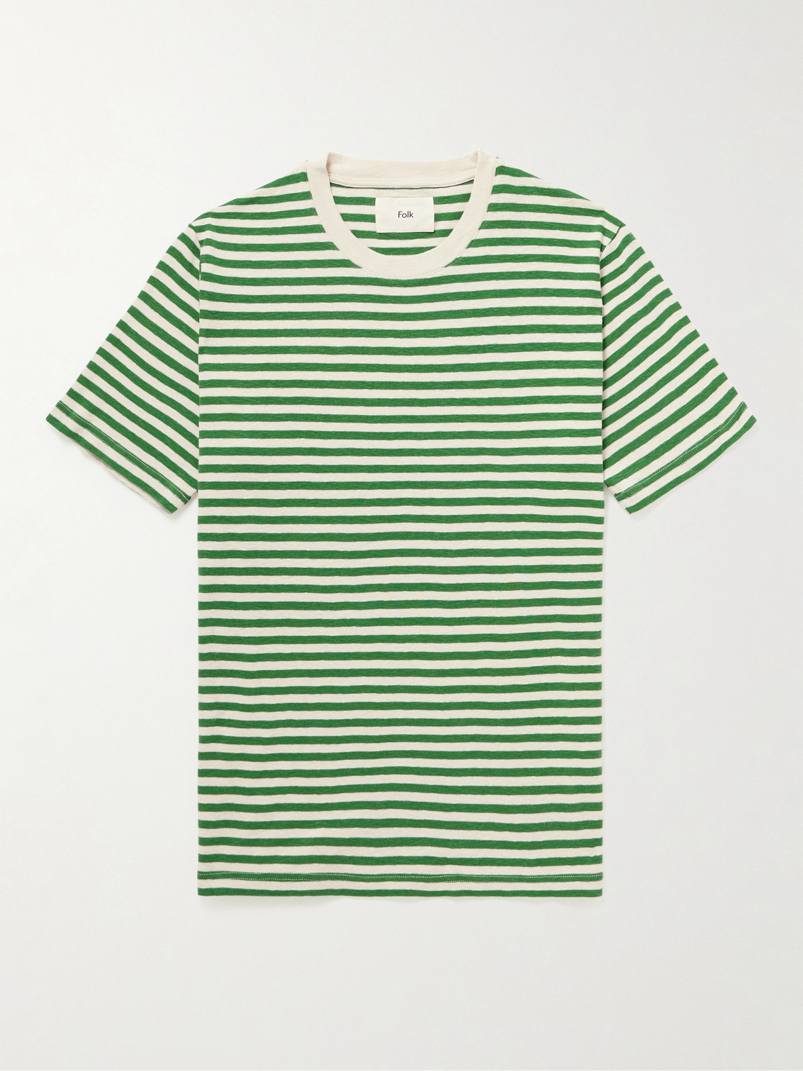 Folk Contrast Striped Cotton-jersey T-shirt In Green