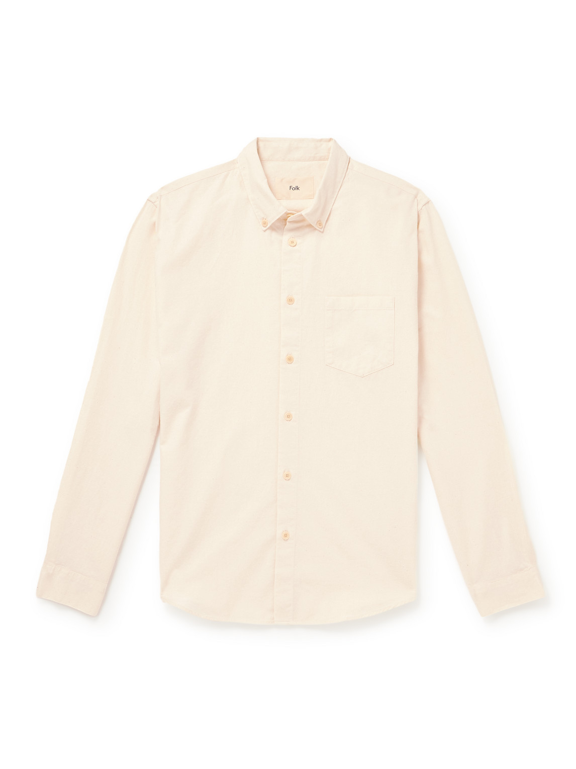 Folk Button-down Collar Slub Cotton Shirt In Neutrals