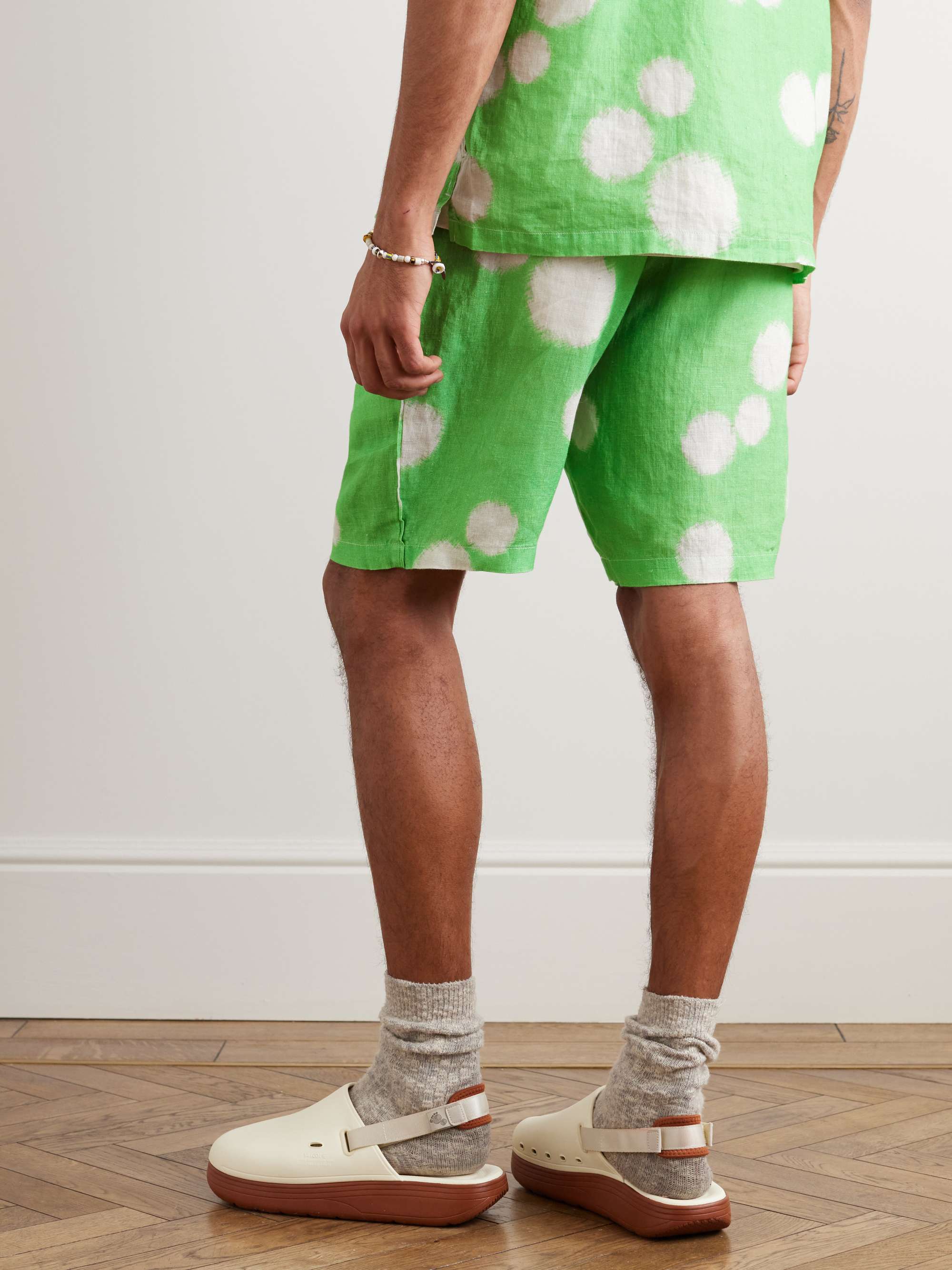 FOLK Assembly Straight-Leg Printed Linen Shorts