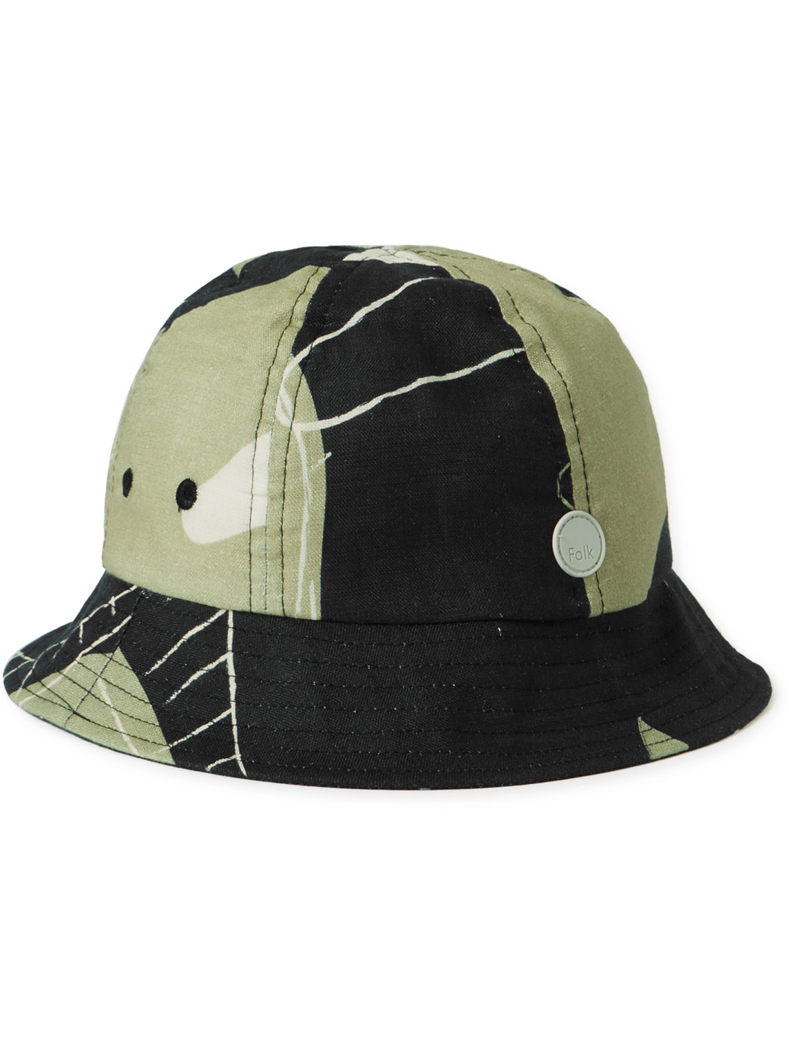 Folk Logo-appliquéd Printed Cotton Bucket Hat In Black