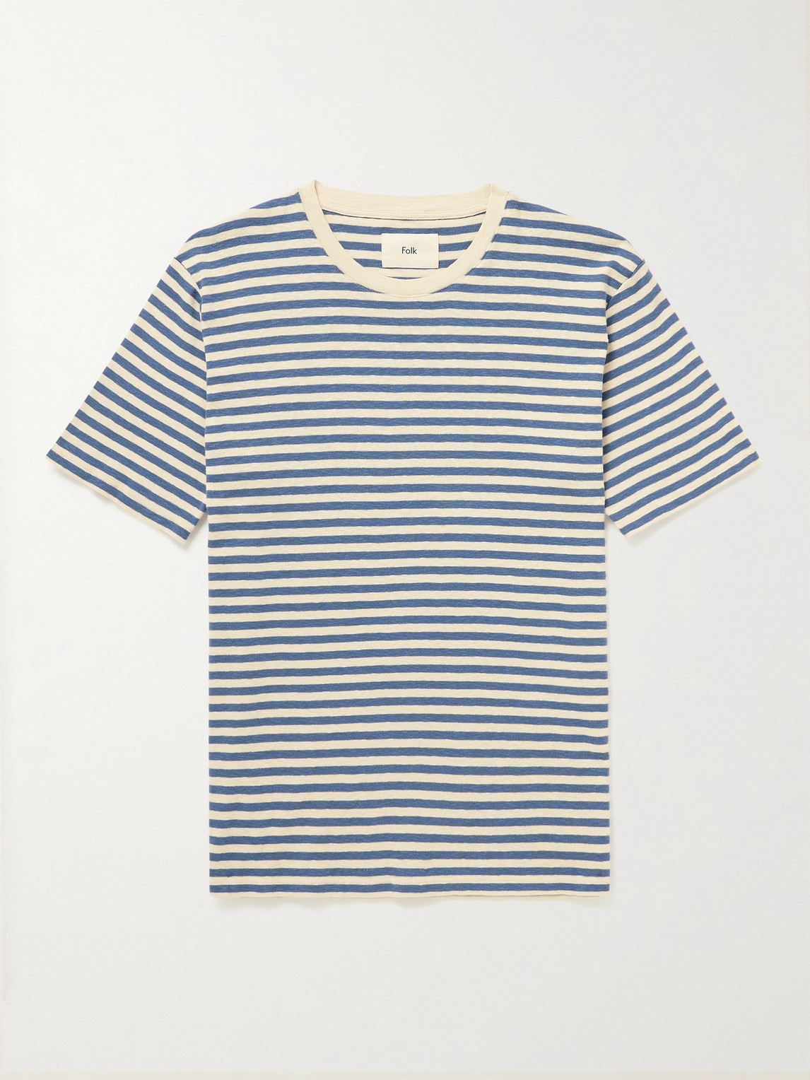 Folk Contrast Striped Cotton-jersey T-shirt In Blue