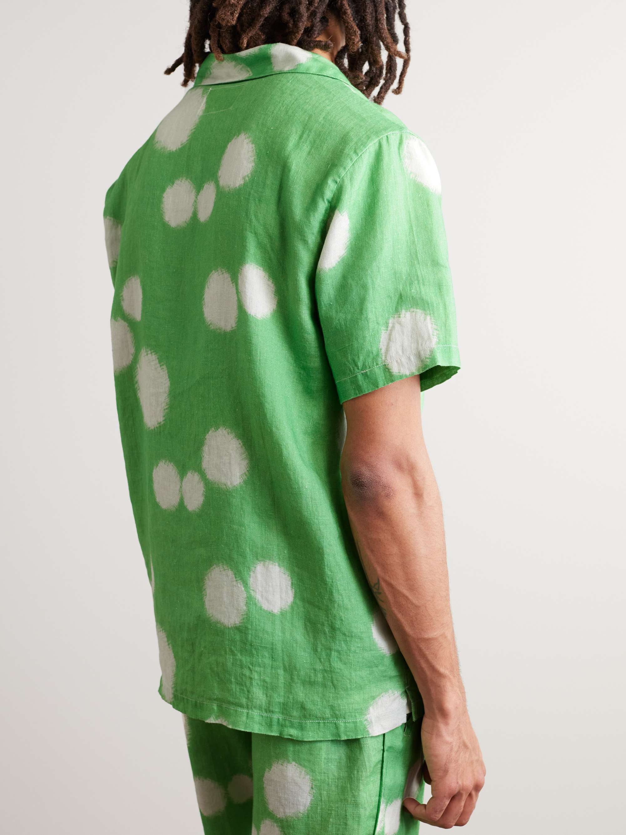 FOLK Camp-Collar Printed  Linen Shirt
