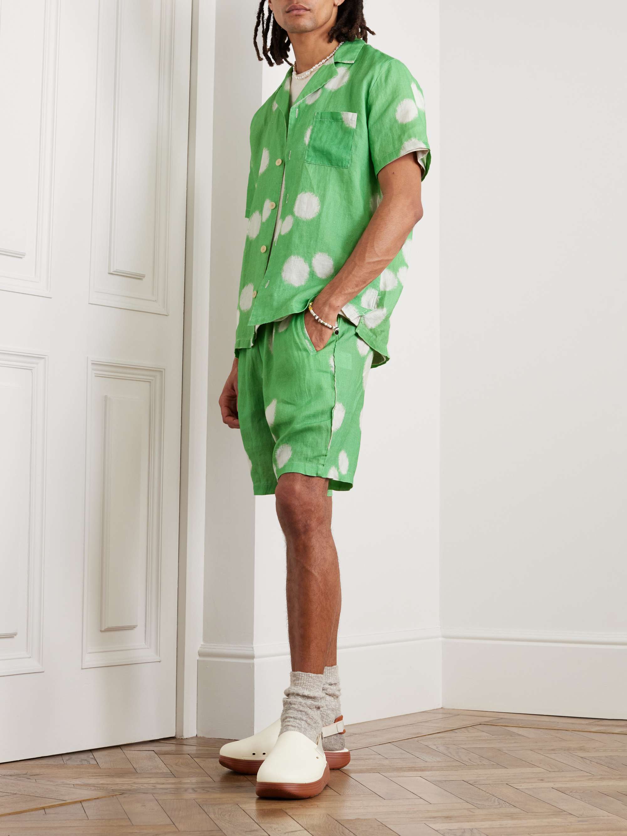 FOLK Camp-Collar Printed  Linen Shirt