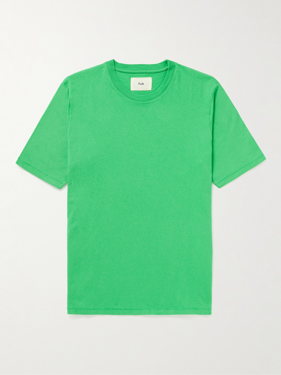 Folk Garment-dyed Cotton-jersey T-shirt In Green