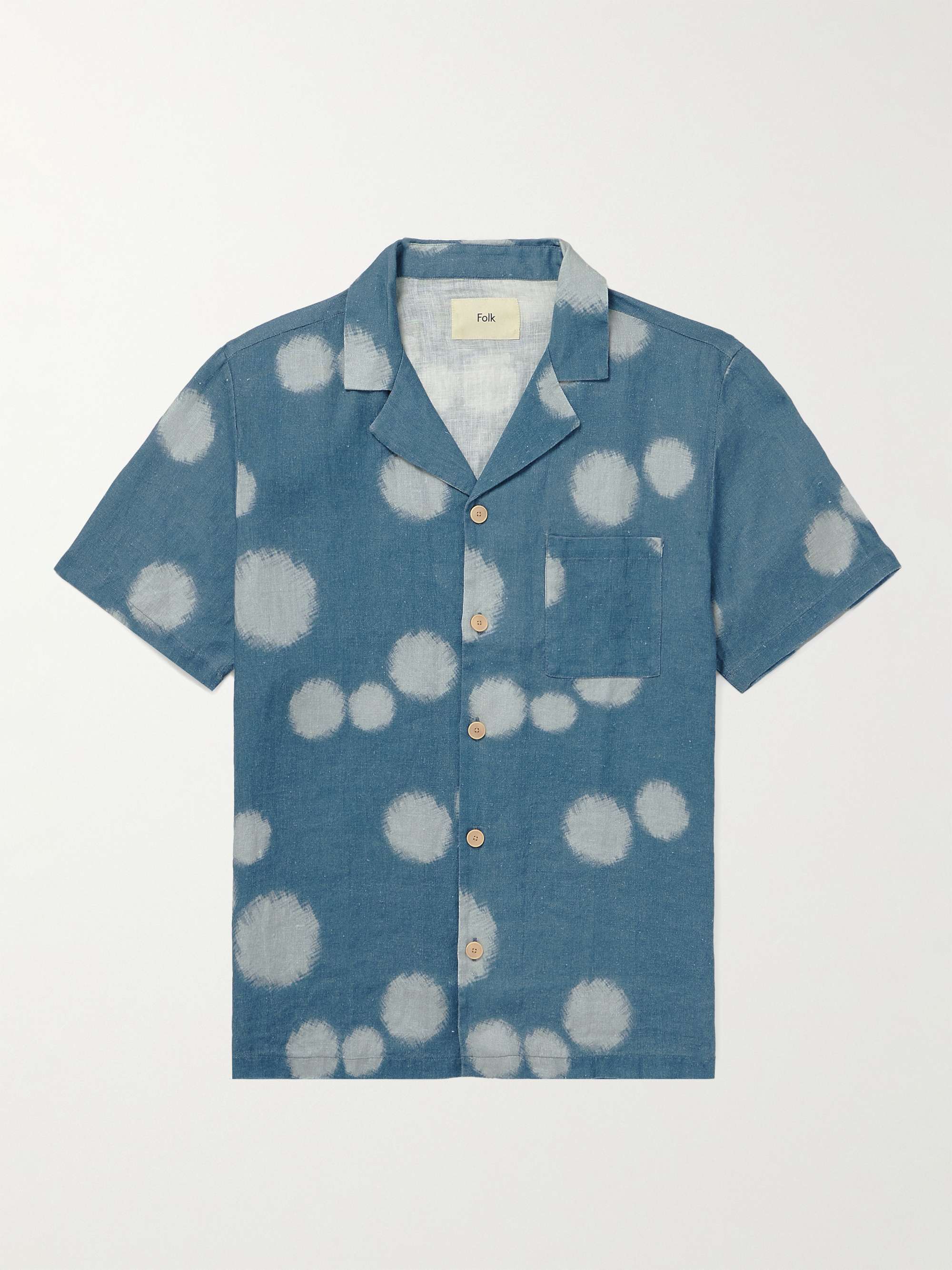 FOLK Camp-Collar Printed Linen Shirt
