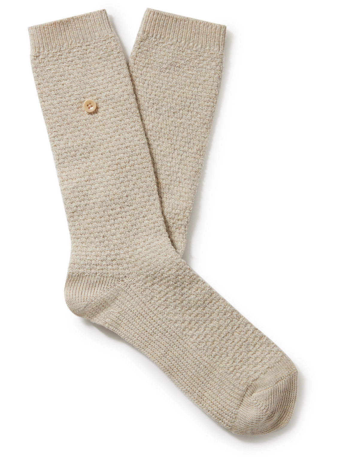 Folk Waffle-Knit Mercerised Cotton-Blend Socks