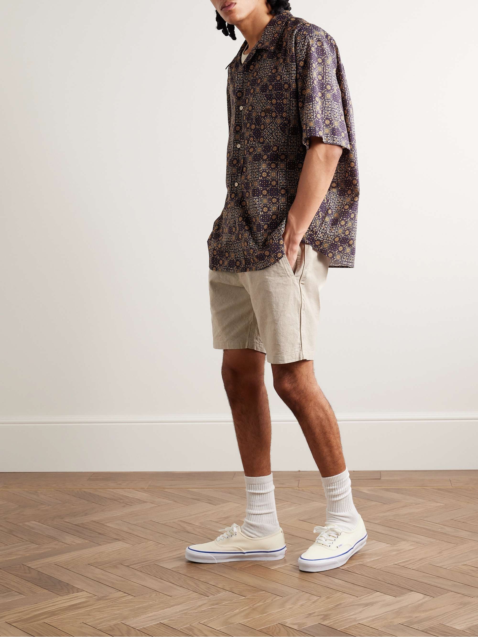 FOLK Straight-Leg Linen and Cotton-Blend Shorts