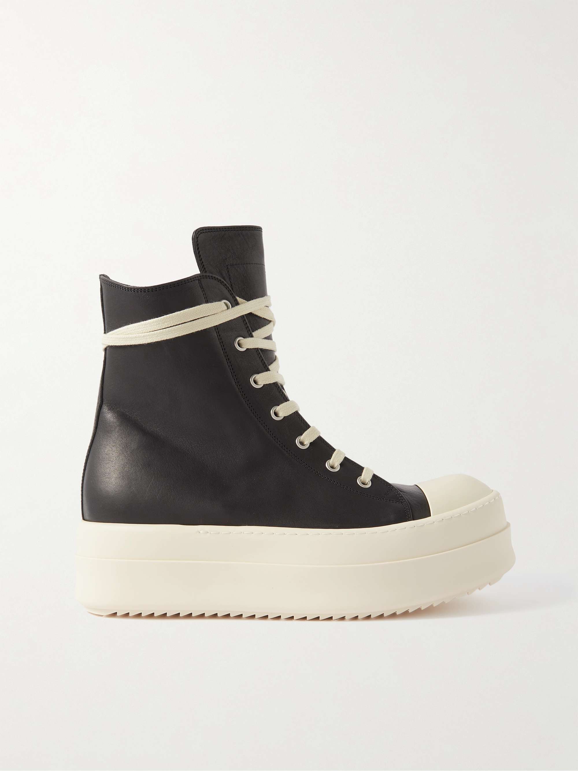 RICK OWENS Mega Bumper Exaggerated-Sole Leather High-Top Sneakers for ...