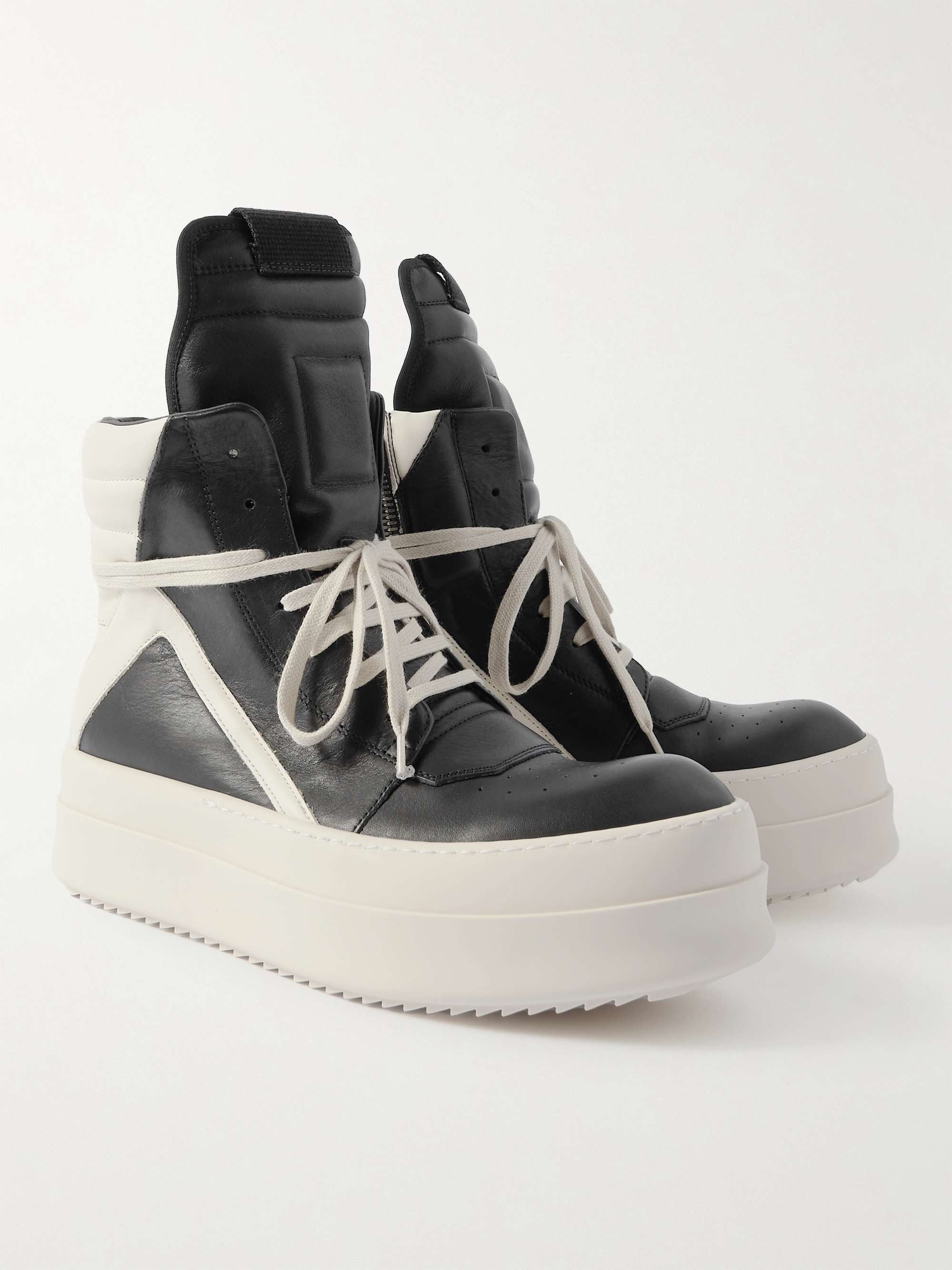 RICK OWENS Geobasket Mega Bumper Exaggerated-Sole Two-Tone Leather High ...