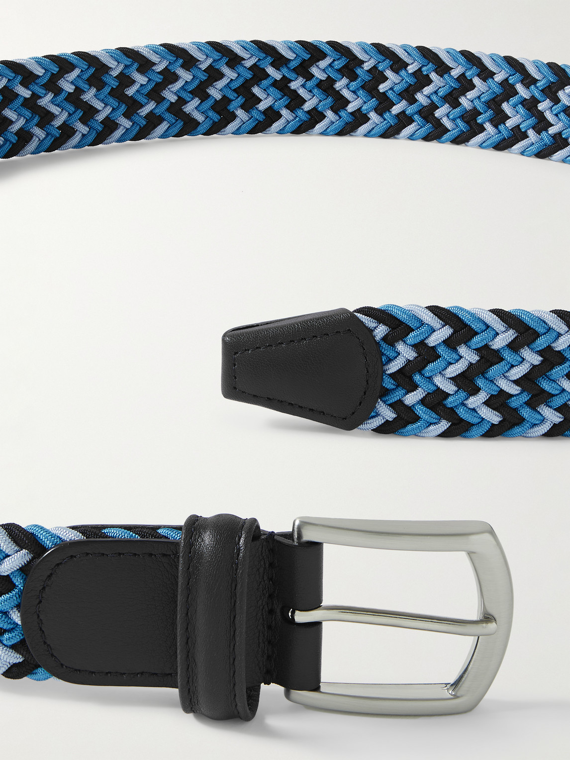 ANDERSON'S 3.5CM LEATHER-TRIMMED WOVEN ELASTIC BELT