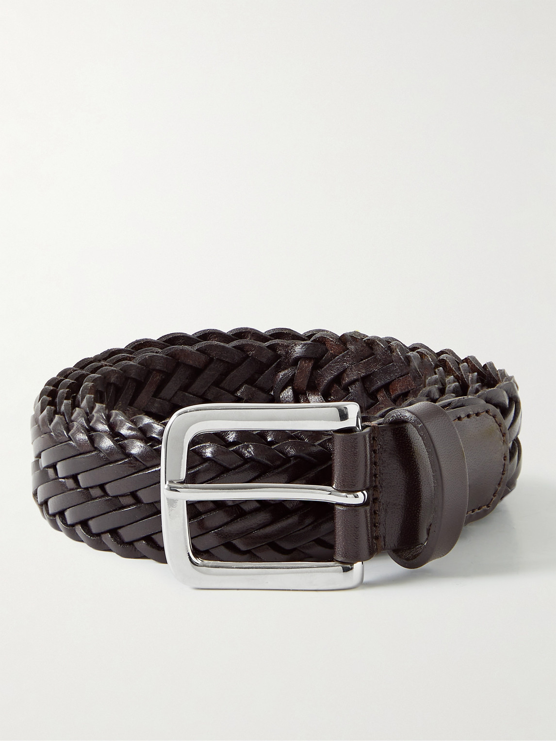 Anderson's 3cm Woven Leather Belt In Brown