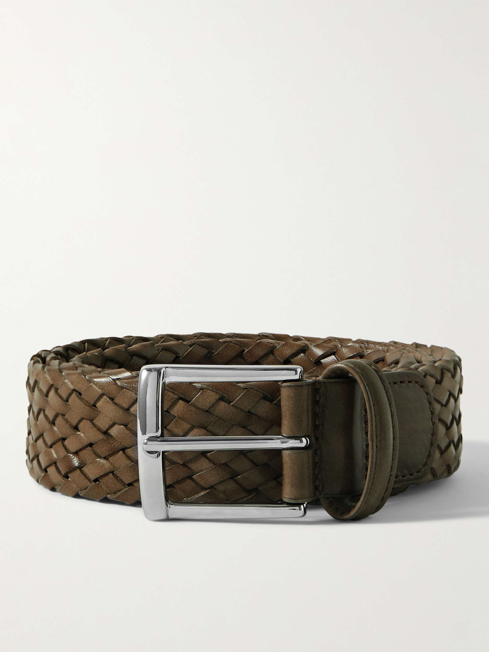 Anderson's - 3.5cm Brown Woven Leather Belt - Brown Anderson's