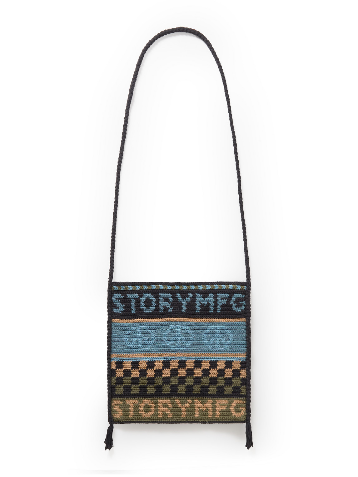 Story Mfg. Crocheted Organic Cotton Messenger Bag In Green