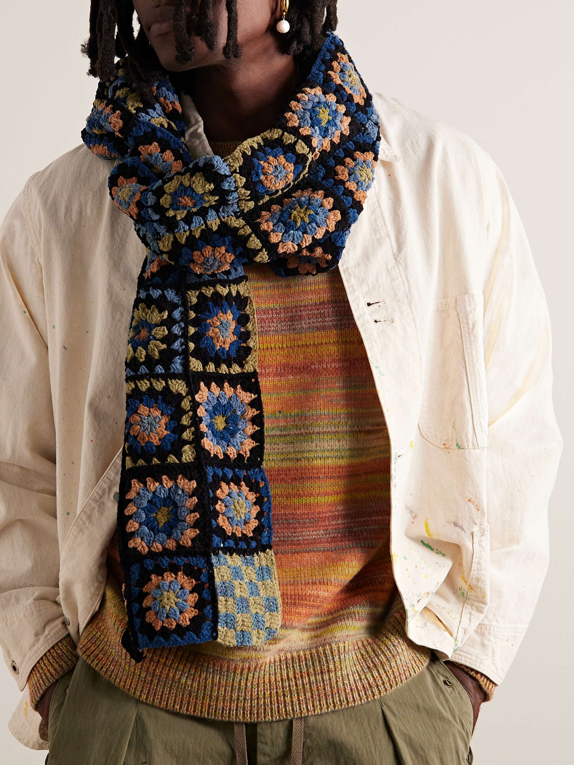 STORY MFG. Piece Crocheted Organic Cotton Scarf for Men