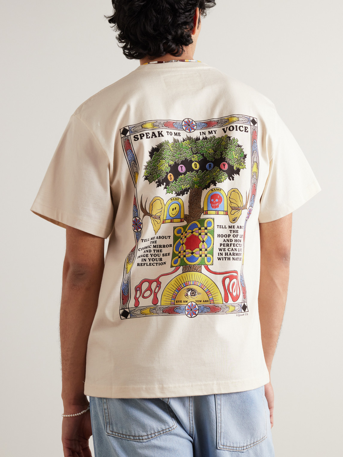 Shop Story Mfg. Grateful Printed Organic Cotton-jersey T-shirt In Neutrals