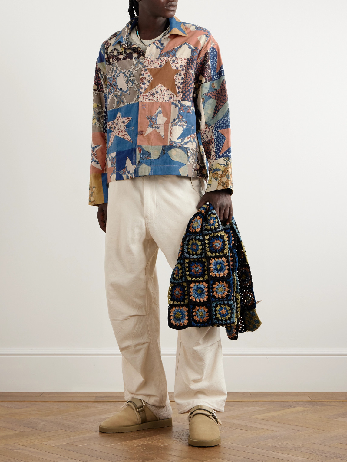 Shop Story Mfg. Short On Time Patchwork Organic Cotton Shirt In Multi