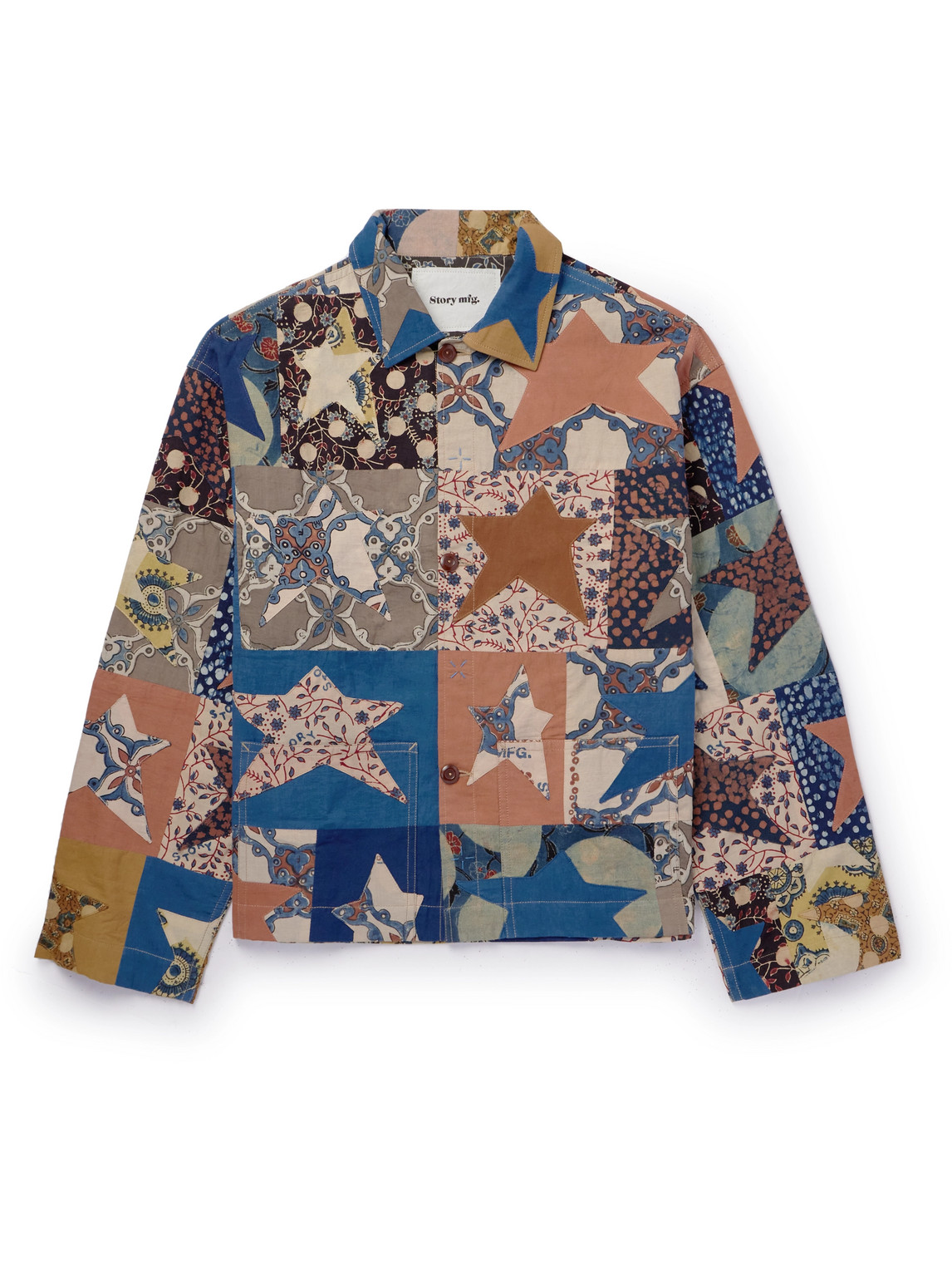 Story Mfg. Worf Patchwork Printed Organic Cotton Shirt Jacket In Multi