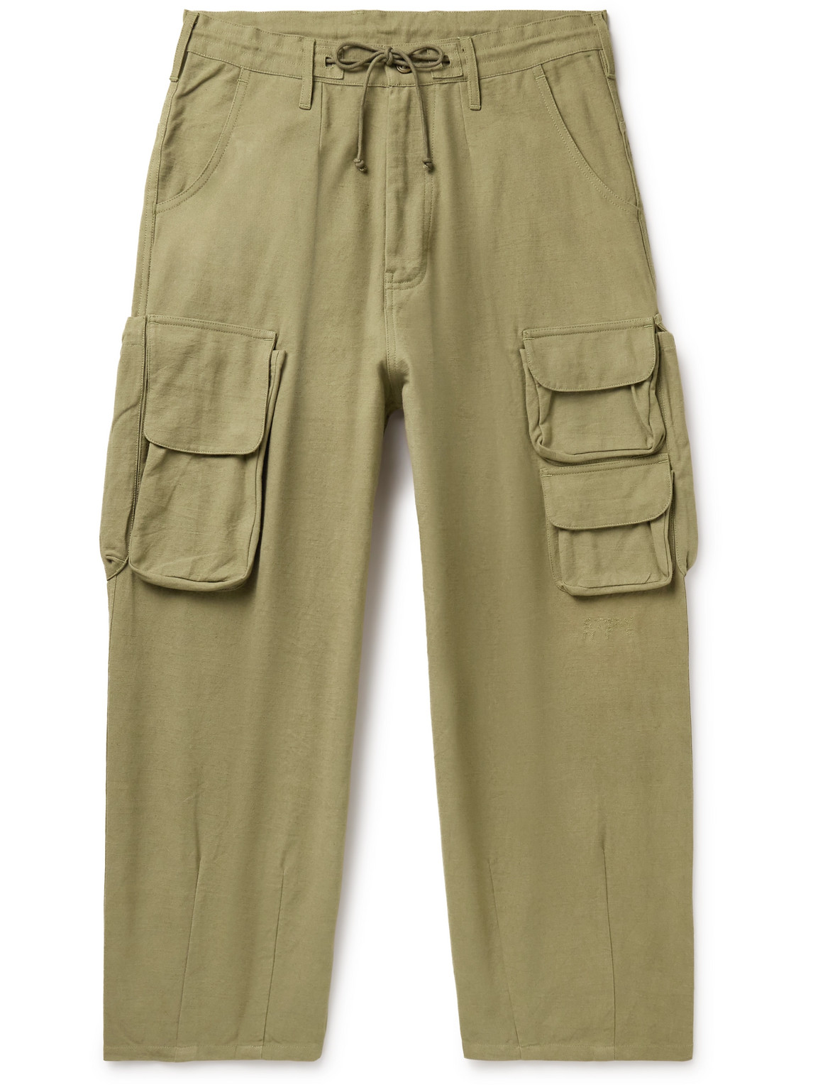 STORY MFG. FORAGER WIDE-LEG ORGANIC COTTON-CANVAS DRAWSTRING CARGO TROUSERS