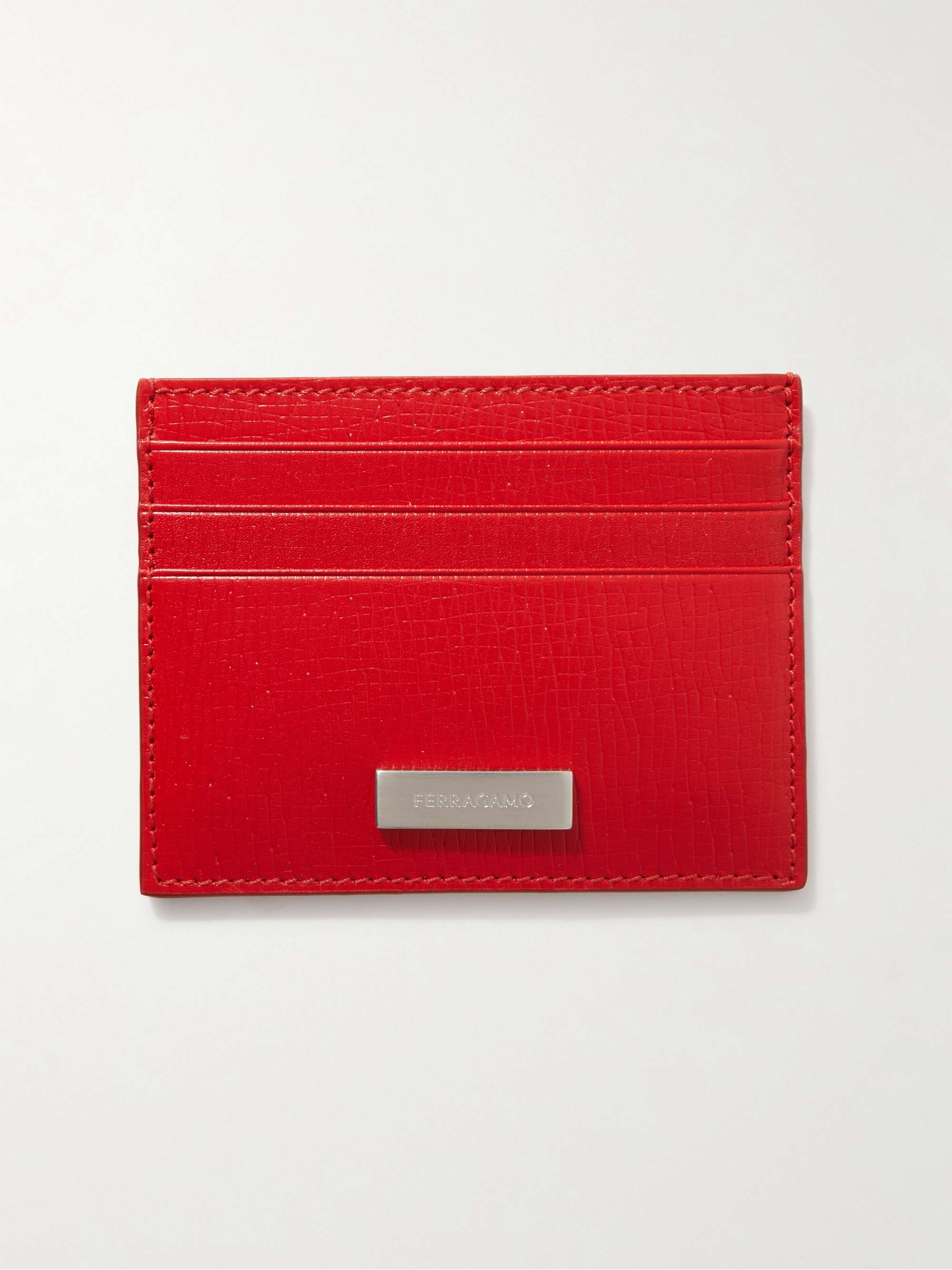 FERRAGAMO Gancini Logo-Embellished Textured-Leather Cardholder | MR PORTER