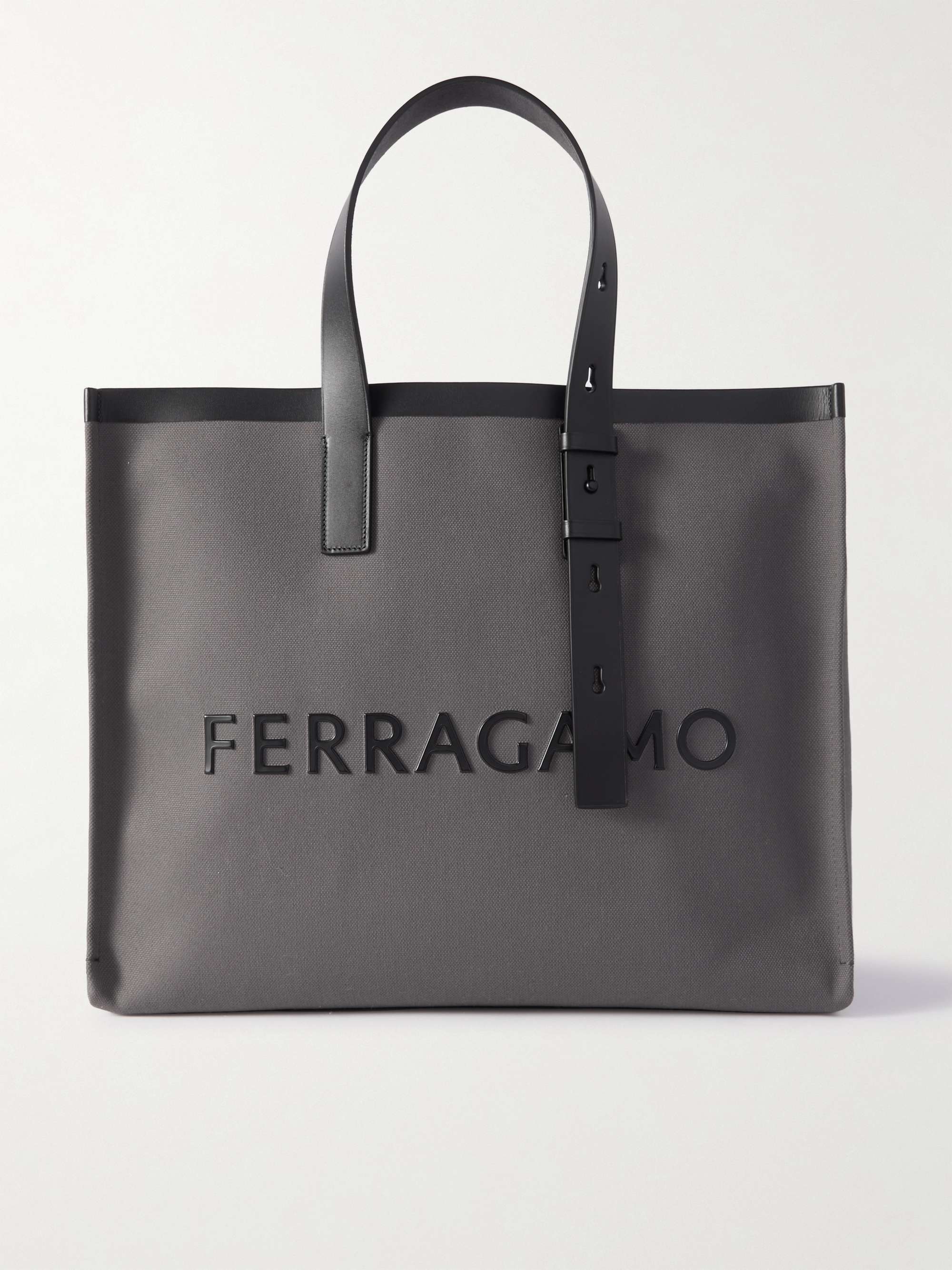 FERRAGAMO Logo-Appliquéd ECO Leather-Trimmed Canvas Tote Bag for Men ...