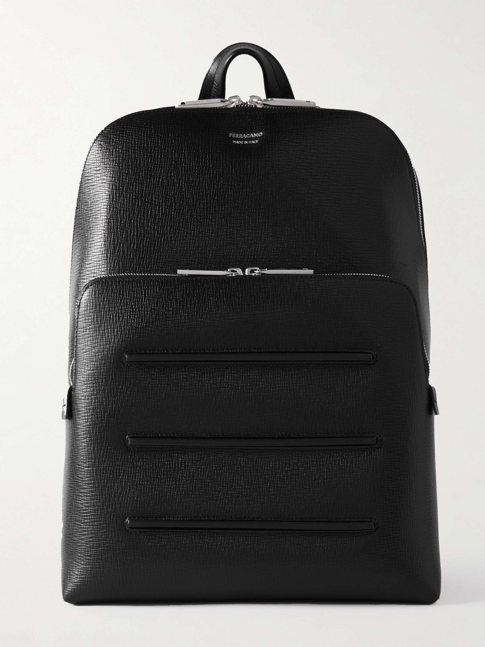FERRAGAMO Embossed Cross-Grain Leather Backpack for Men | MR PORTER