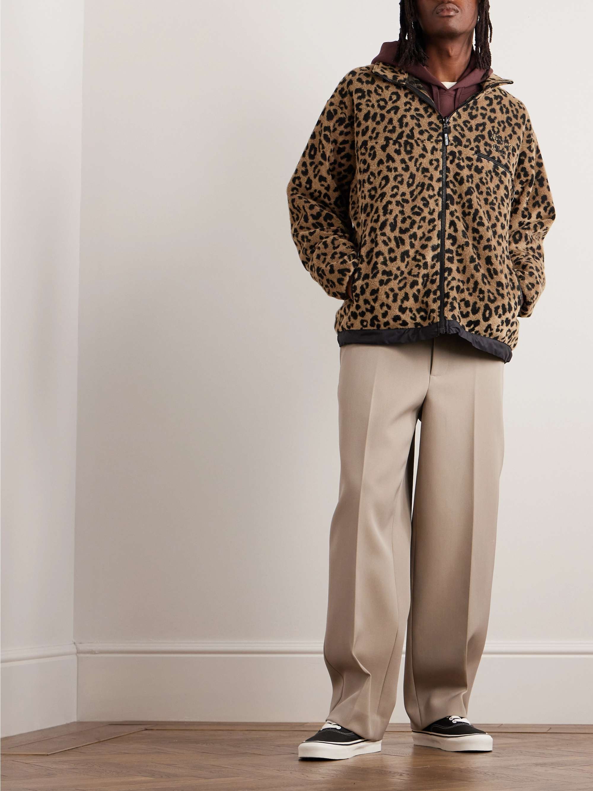 Logo-Embroidered Leopard-Print Fleece Jacket