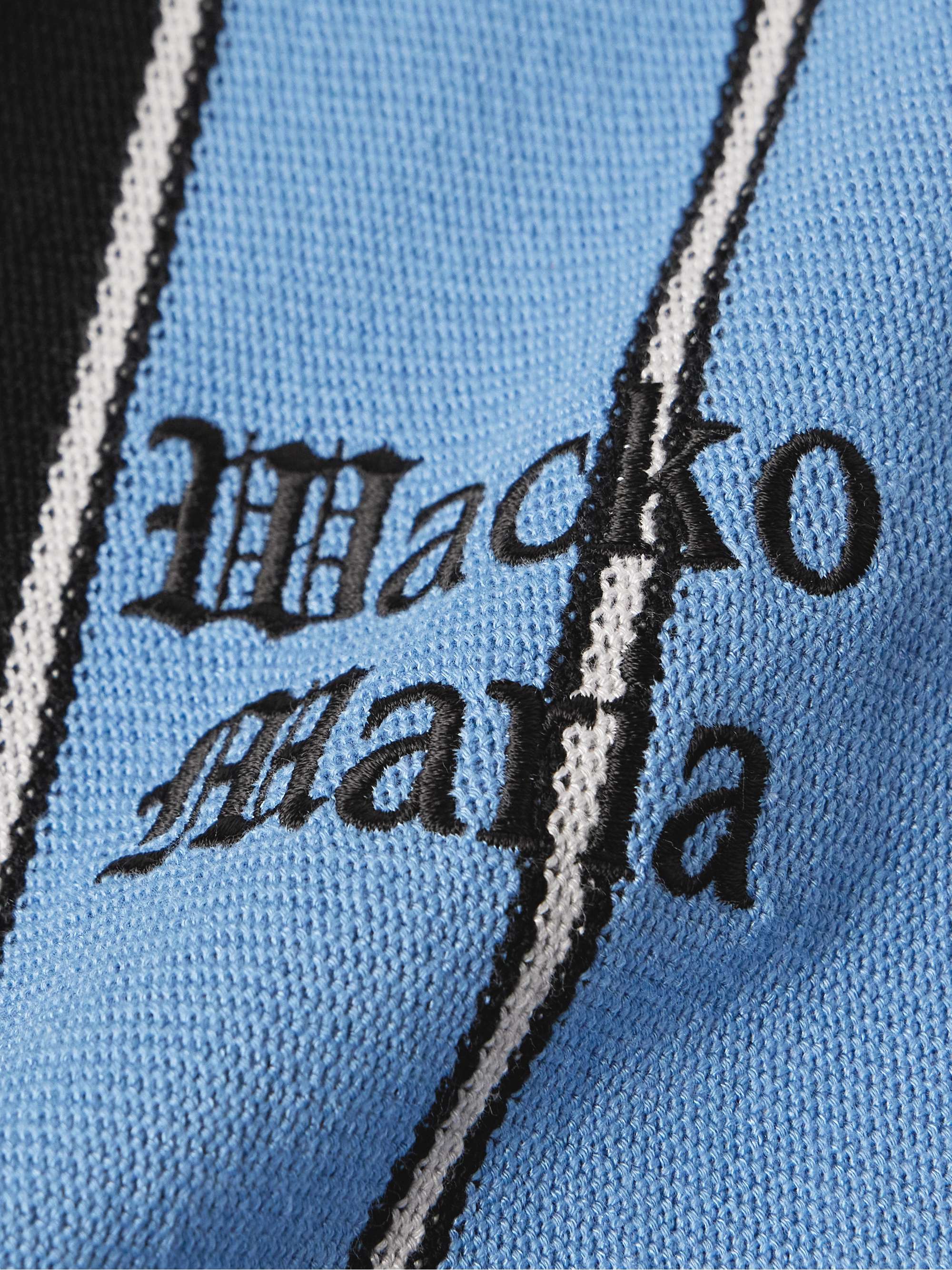 Logo-Embroidered Striped Jacquard-Knit Cotton-Blend Polo Shirt
