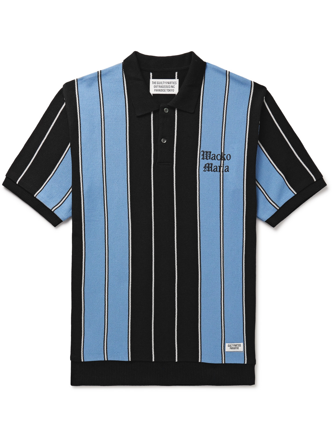 Logo-Embroidered Striped Jacquard-Knit Cotton-Blend Polo Shirt