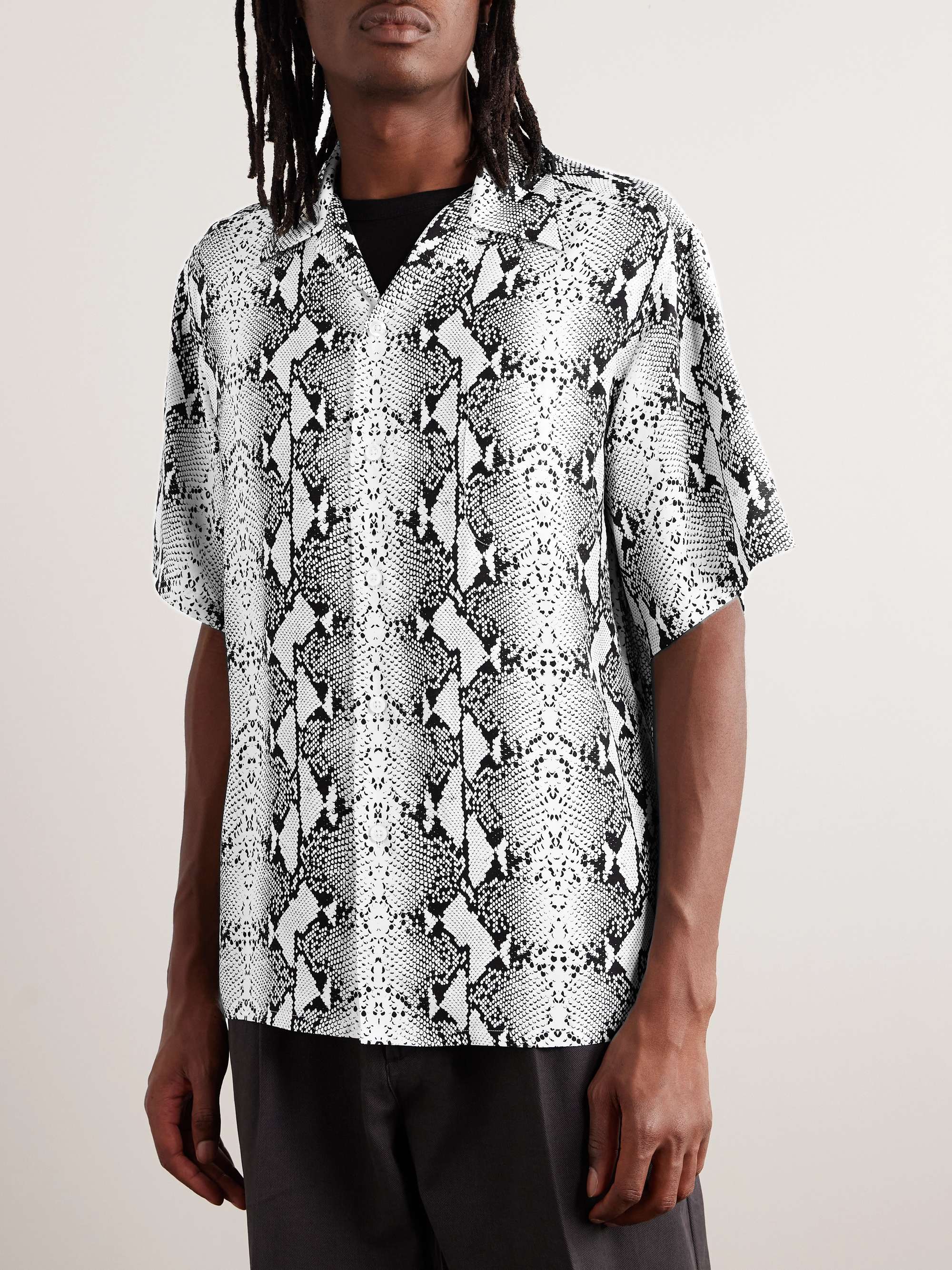 WACKO MARIA Camp-Collar Printed Satin Shirt
