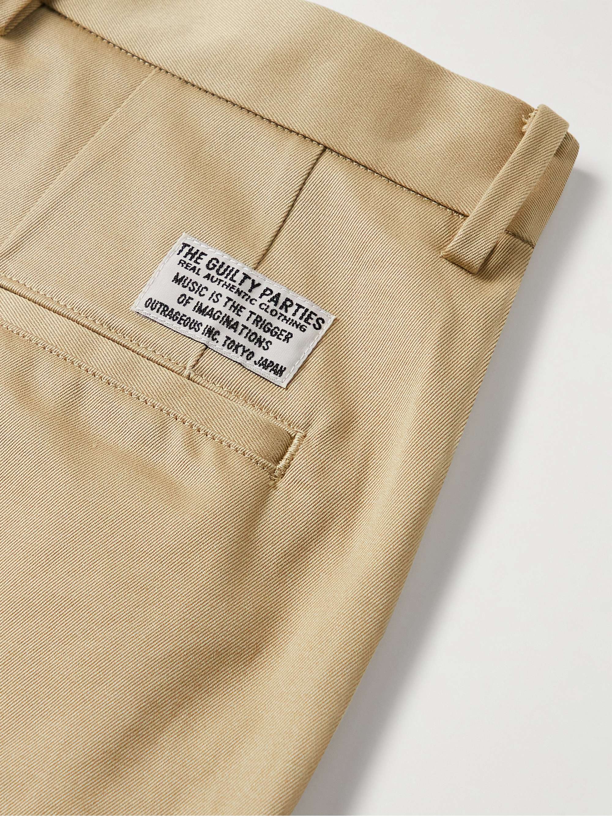 Straight-Leg Pleated Cotton-Gabardine Chinos