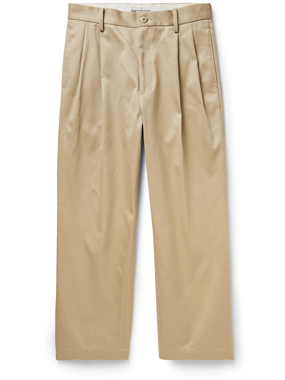 Straight-leg Pleated Cotton-gabardine Chinos In Neutrals