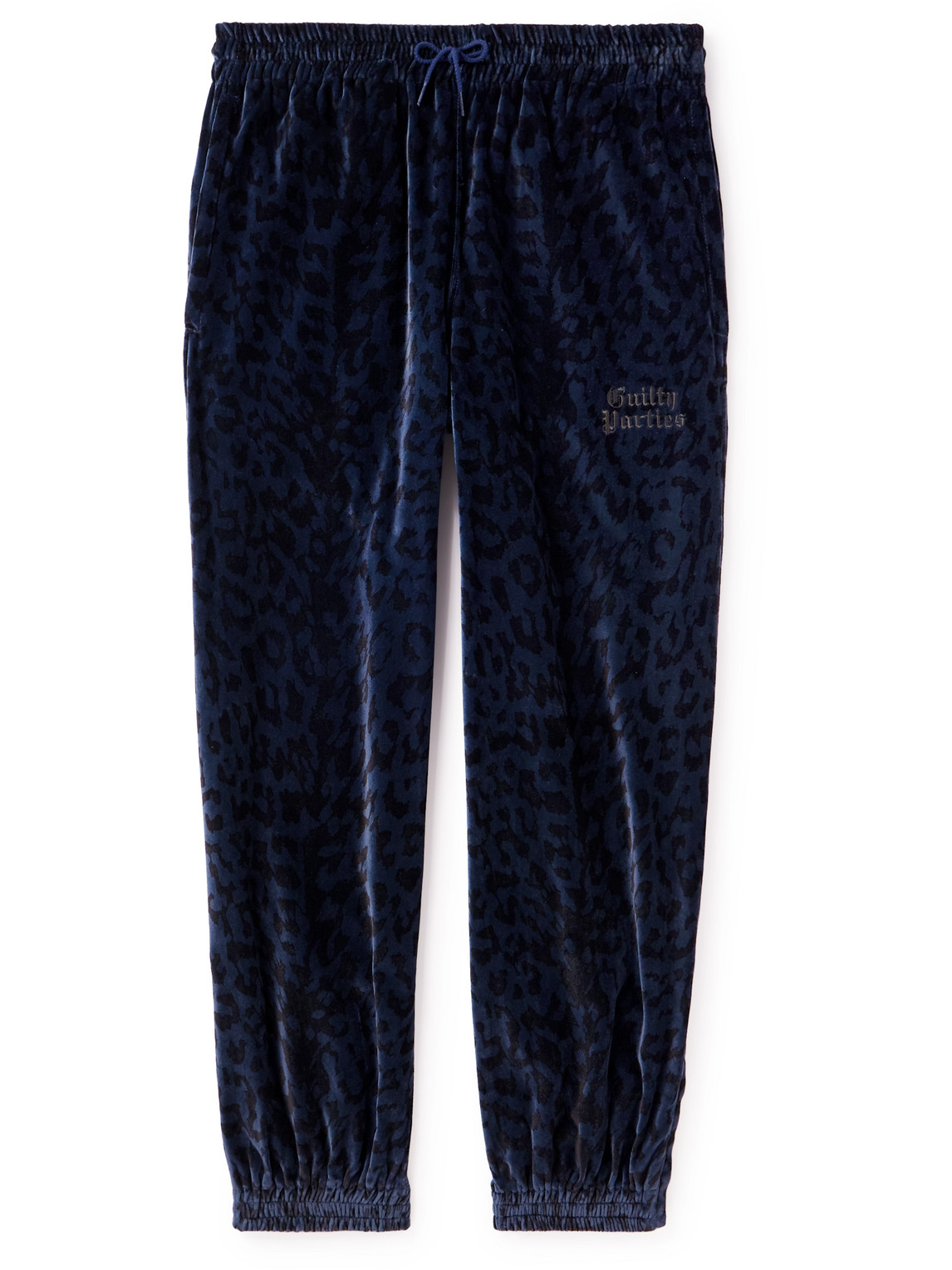 Straight-Leg Embroidered Leopard-Print Cotton-Velvet Sweatpants