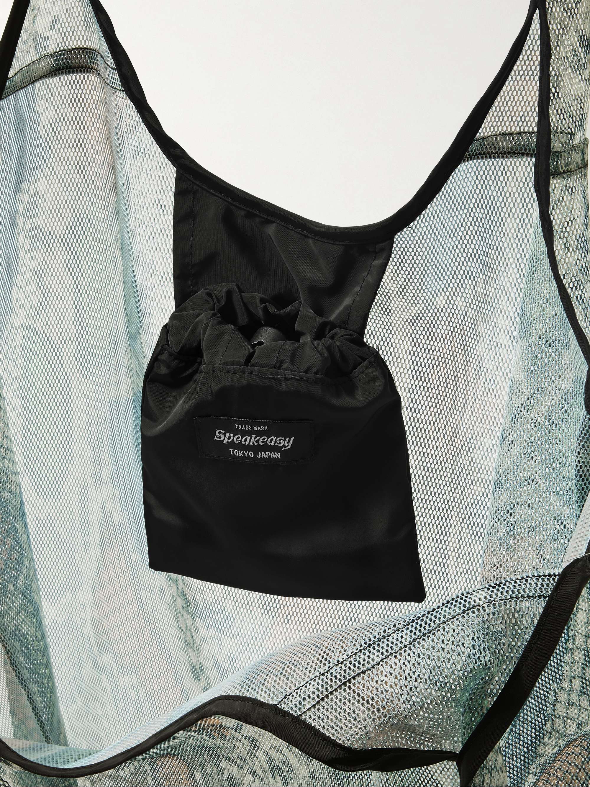 + Speakeasy Packable Snake-Print Mesh Tote Bag
