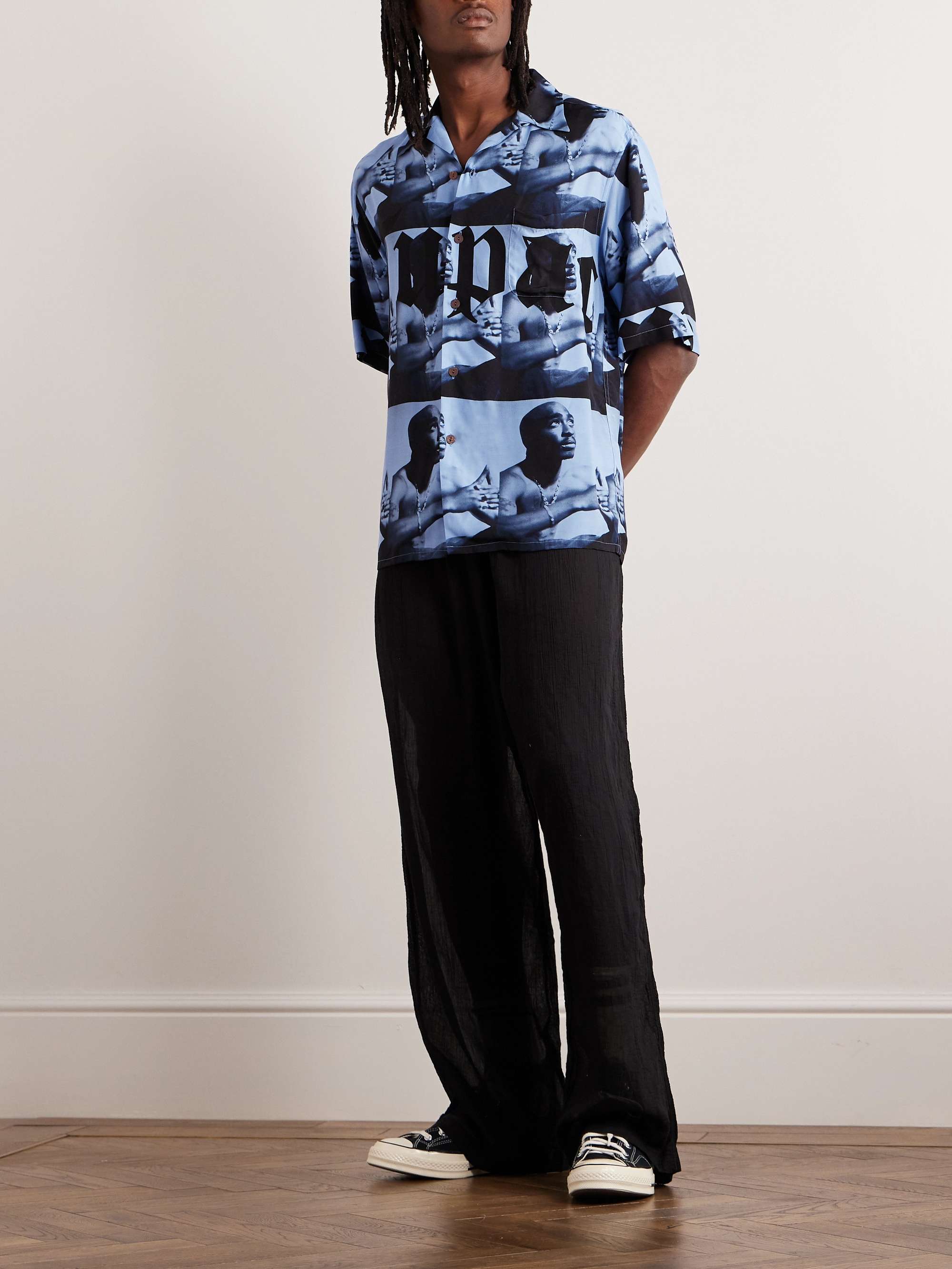 WACKO MARIA + Tupac Camp-Collar Printed Satin Shirt for Men | MR PORTER