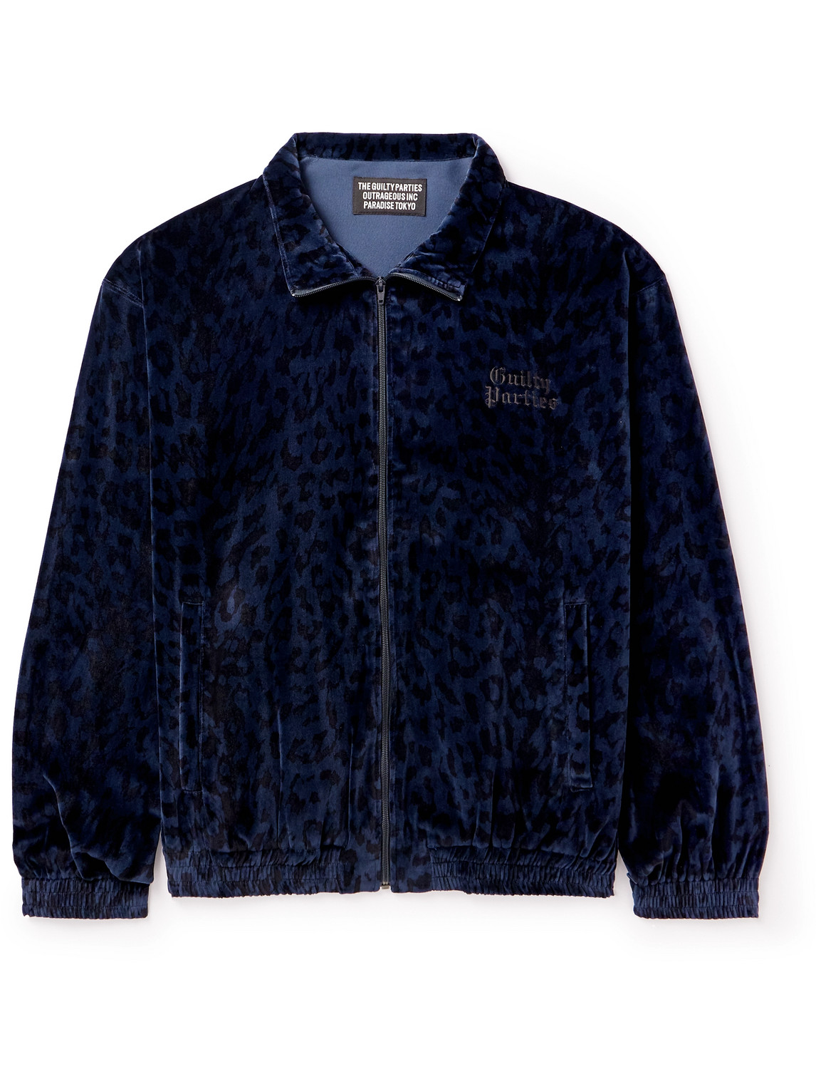 Embroidered Leopard-Print Cotton-Velvet Track Jacket