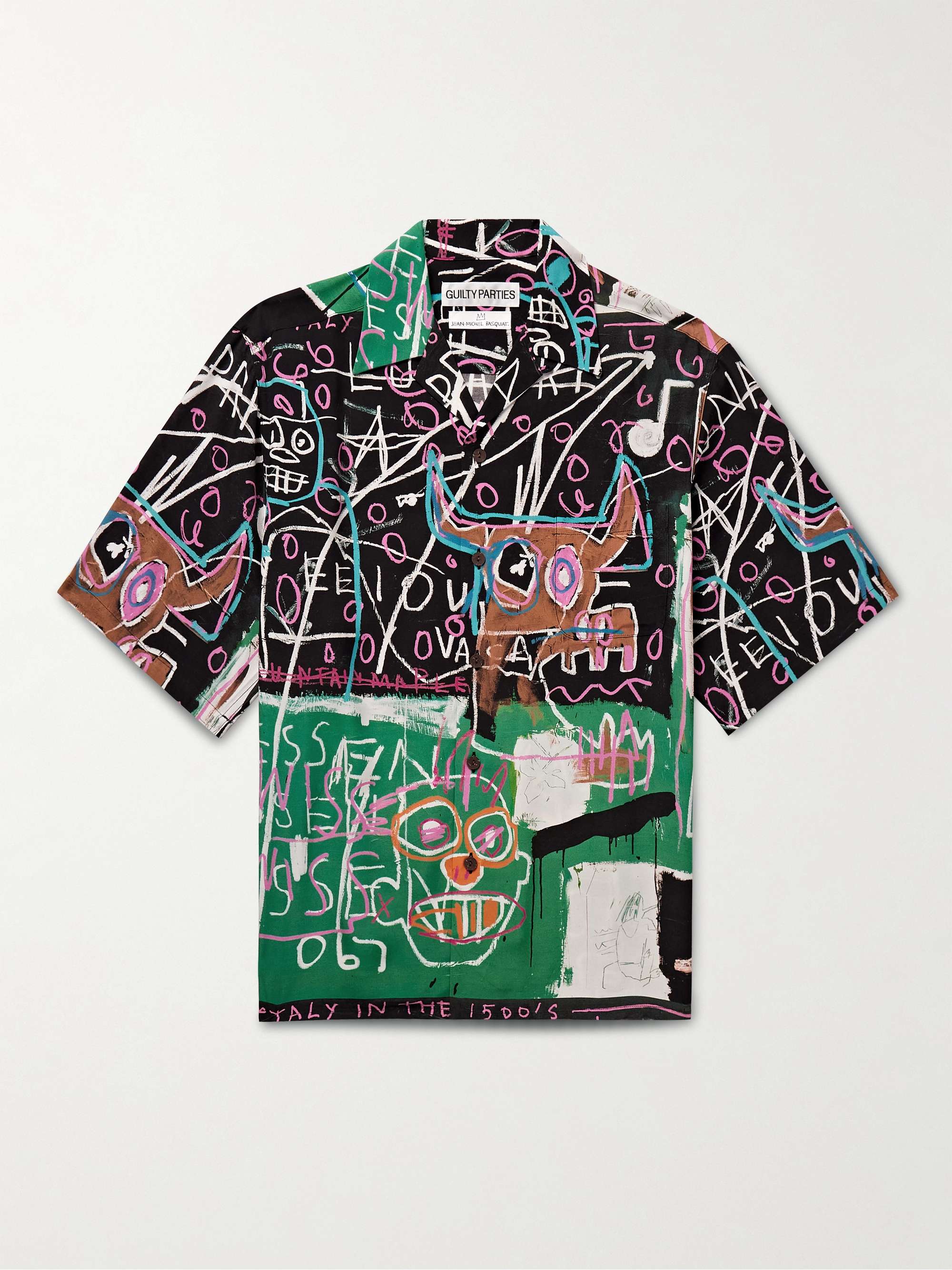 WACKO MARIA + Jean-Michel Basquiat Convertible-Collar Printed Woven ...