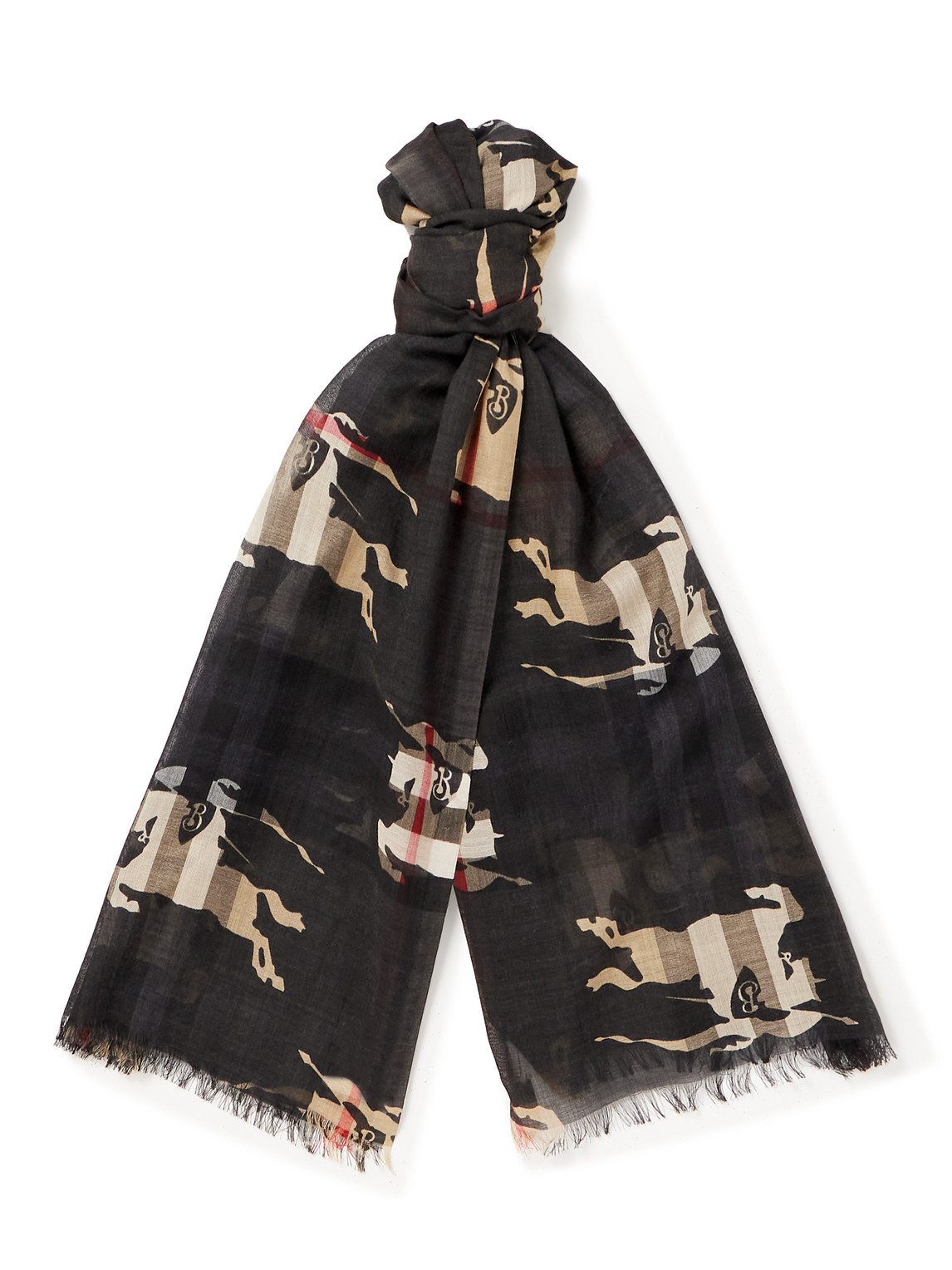 Burberry Logo-print Wool And Silk-blend Scarf In Black