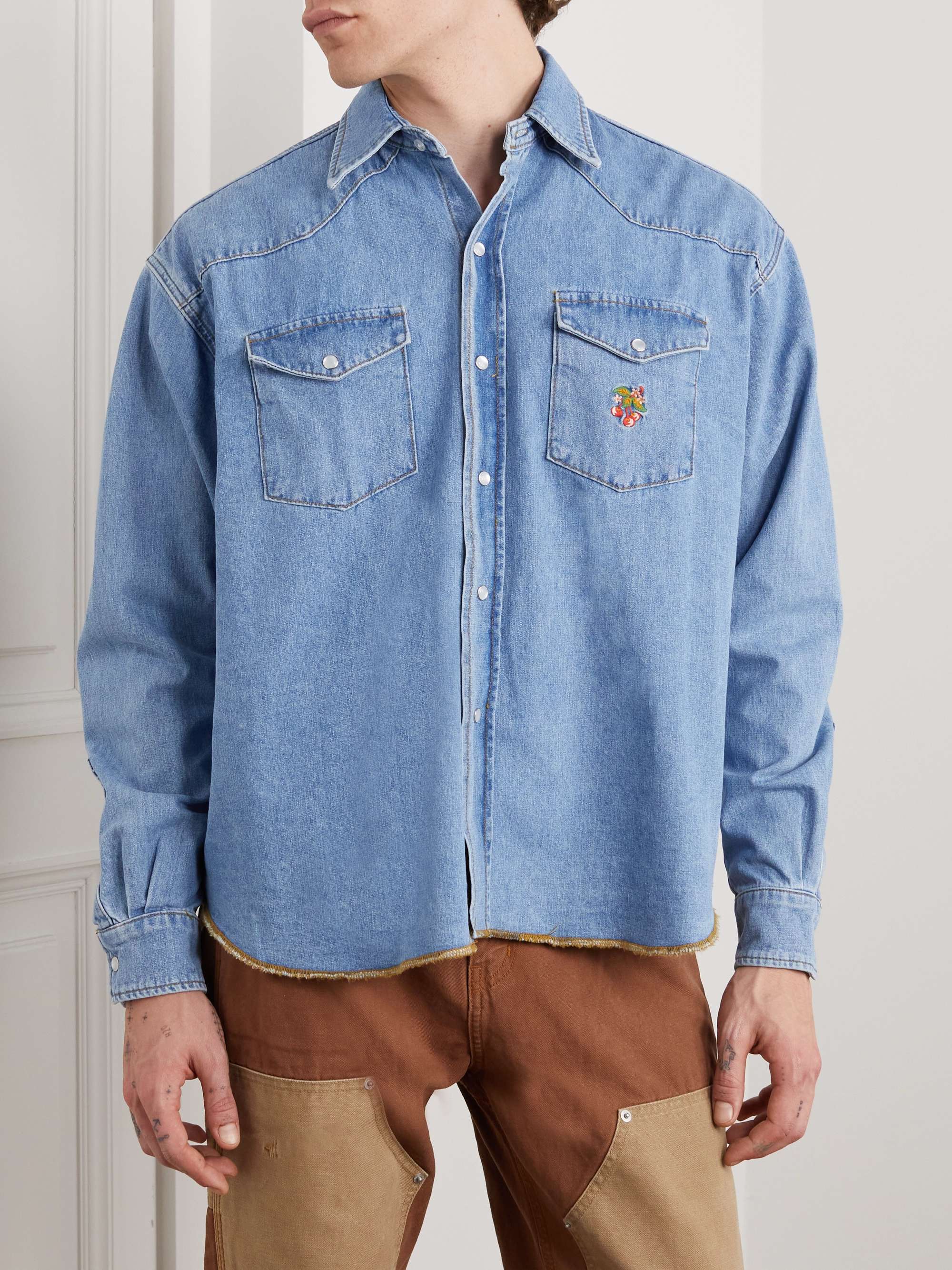 CHERRY LA Embroidered Denim Jacket