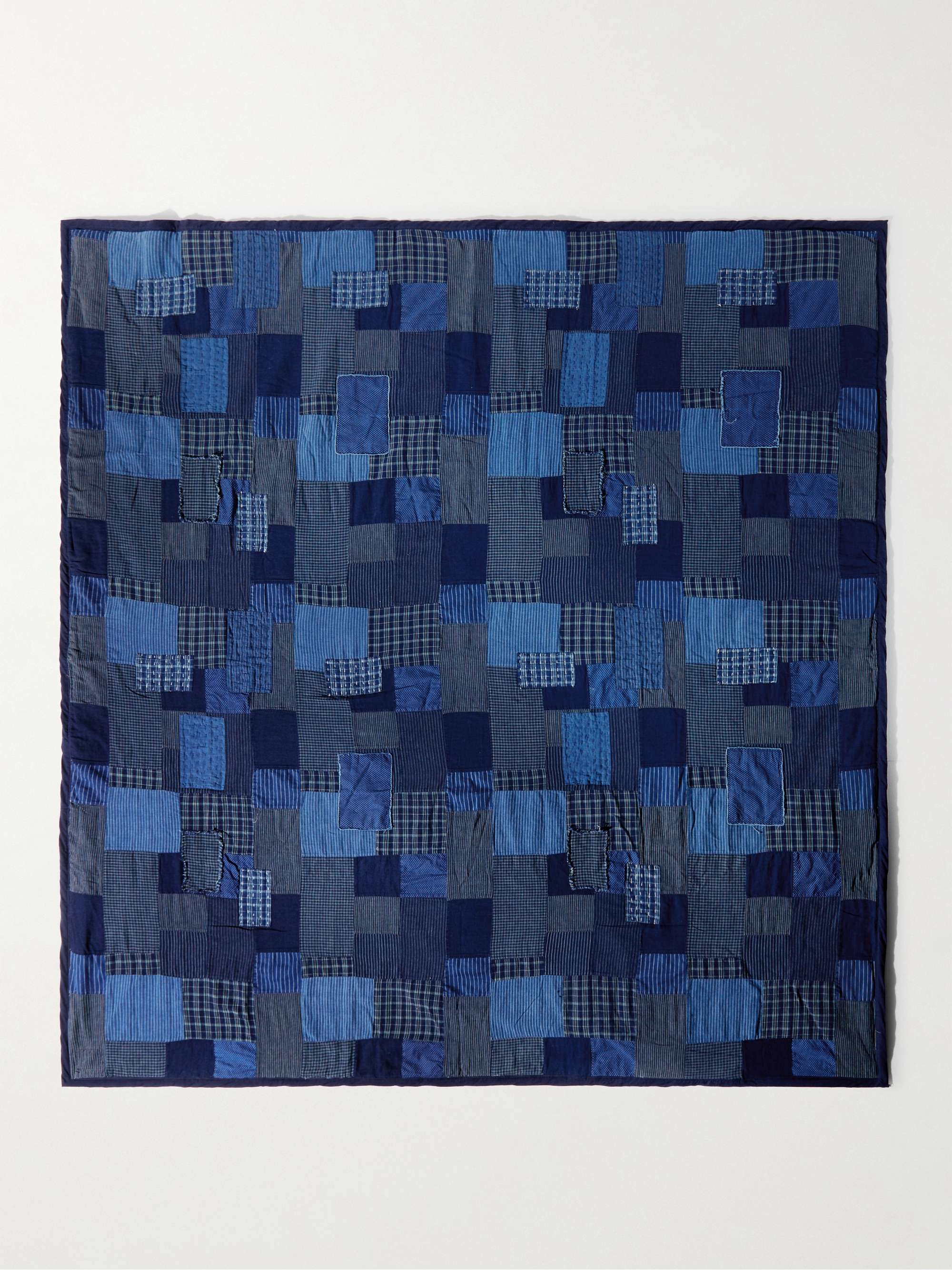 Indigo Quilted Patchwork Cotton and LinenBlend Blanket RRL MR PORTER