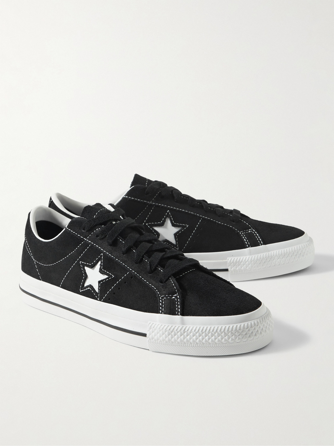 Shop Converse One Star Pro Leather-trimmed Suede Sneakers In Black
